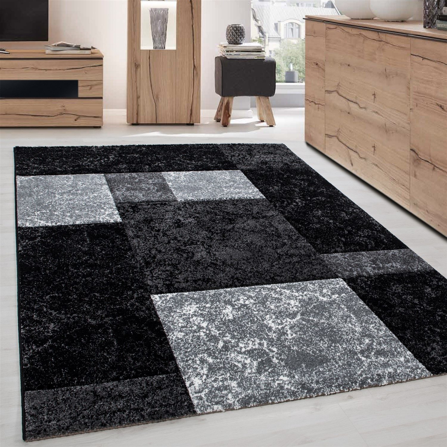 Carpettex Frisé-Teppich Kariert Design, Läufer, Höhe: günstig online kaufen