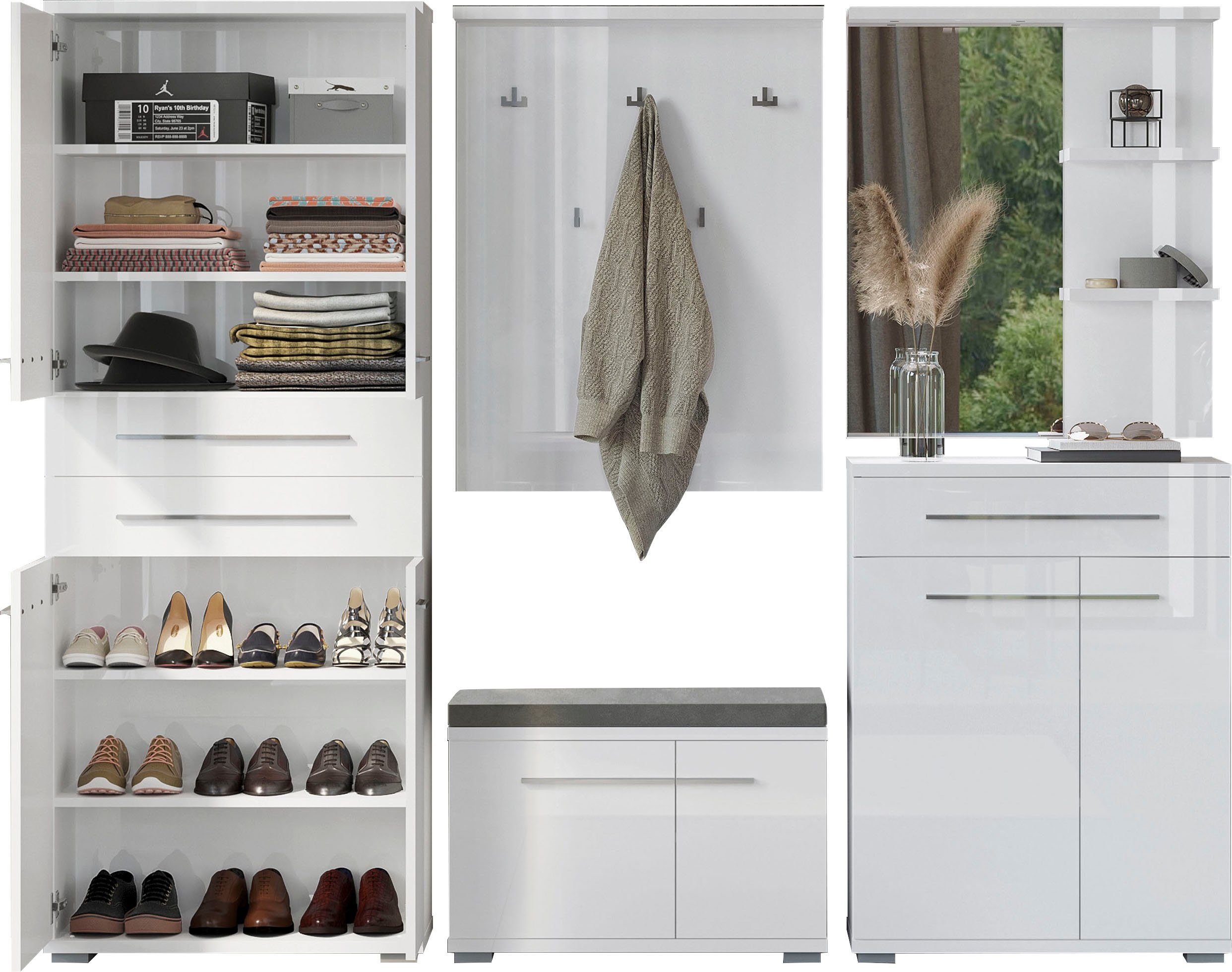 Places of Style Garderoben-Set Piano, (Set, 5-St), UV lackiert, kratzfest, günstig online kaufen