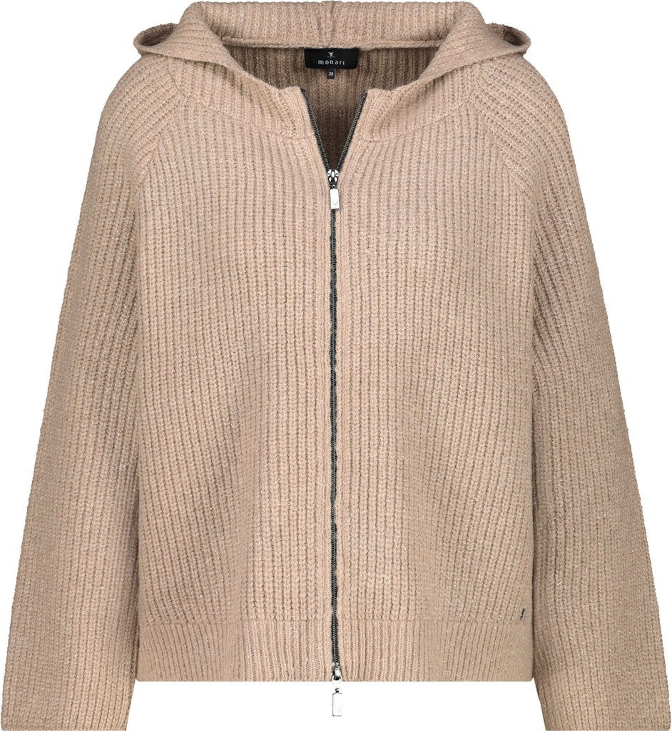 Monari Wolljacke Strickjacke Mit Kapuze und 2-Wege-Reißverschluss