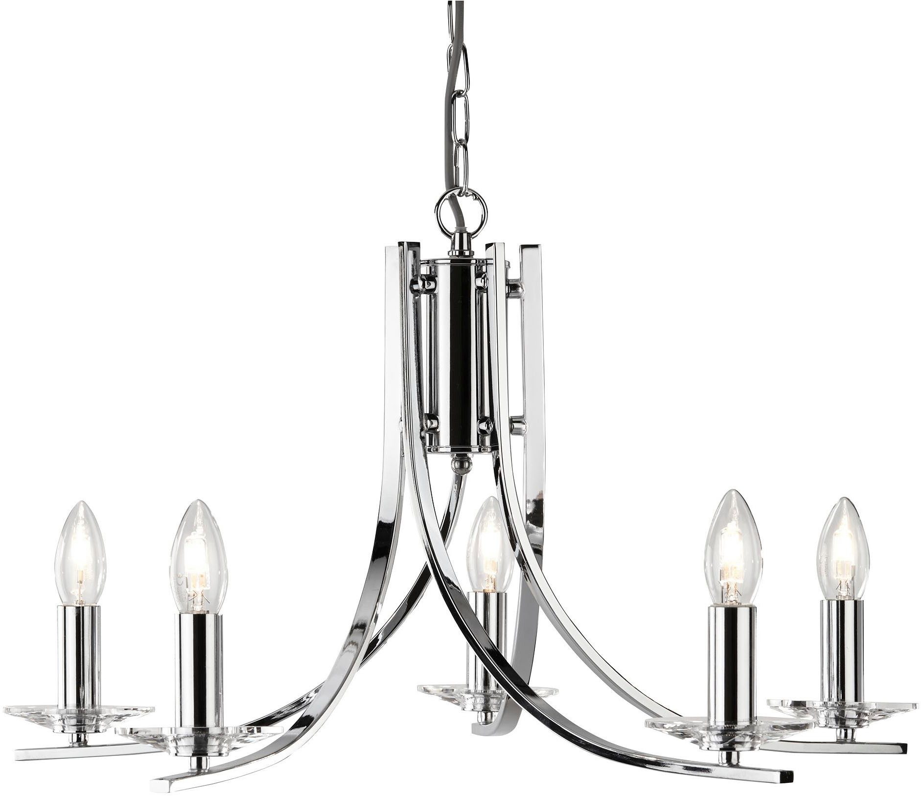 Searchlight Kronleuchter Hängeleuchte Ascona, 5-flammig, ohne Leuchtmittel, Elegante Optik