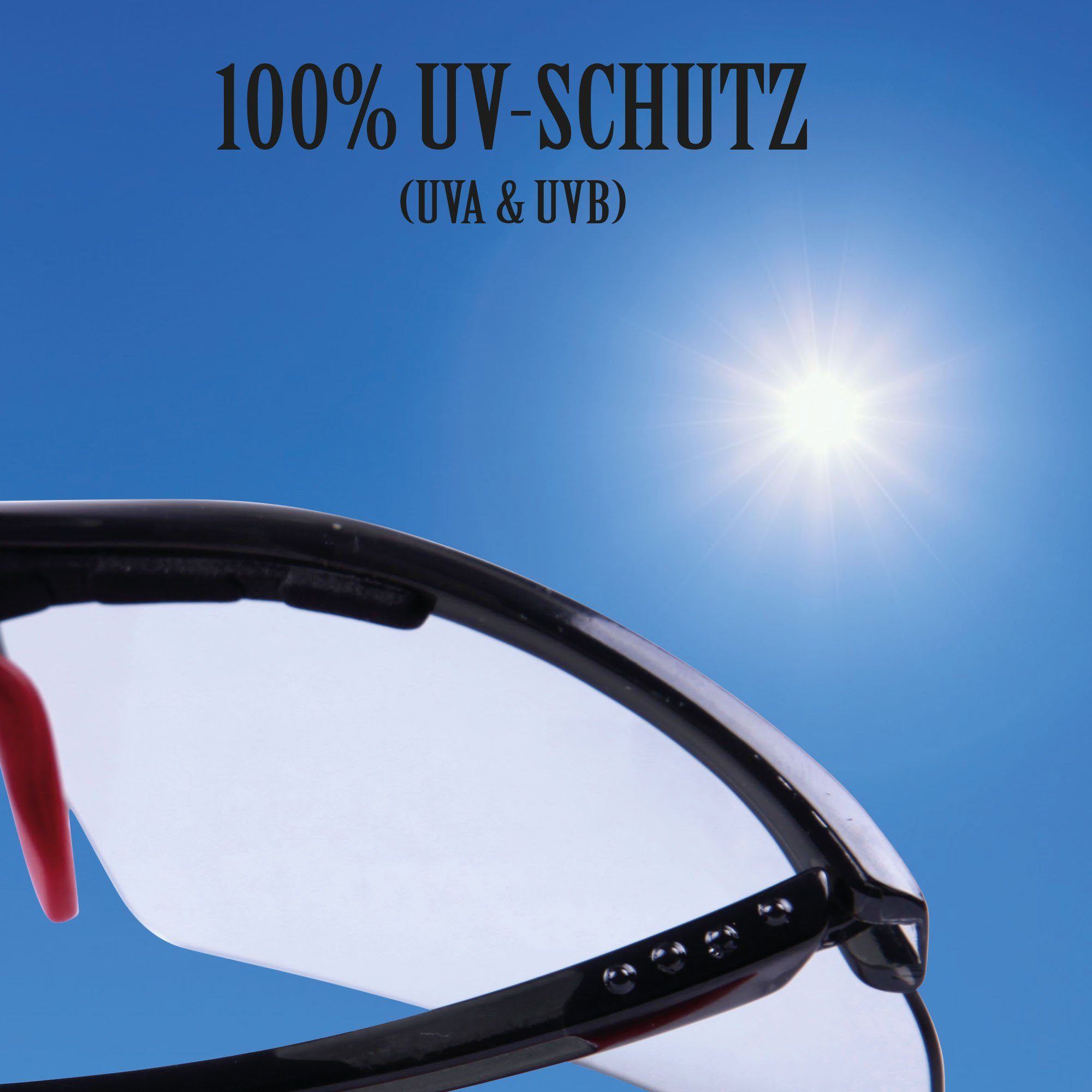 1-St), Sportbrille Rot - Sportsonnenbrille, 06498 Skibrille, selbstönende Fahrradbrille sonnenschutz UV-Schutzbrille (Packung, - Bestlivings