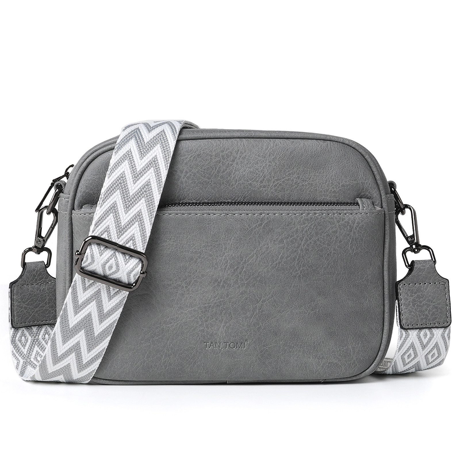 TAN.TOMI Umhängetasche Damen Handy Schultertasche, Kunstleder Crossbody Umhängetasche (Drei Reißverschlussfächern mit Verstellbar Abnehmbar Schultergurt), Breiter Riemen Abendtasche