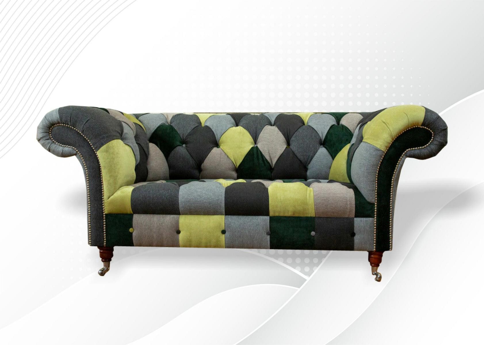 JVmoebel Chesterfield-Sofa Buntes Chesterfield-Sofa aus Leder und Samtvelours, Packung, Made in Europa