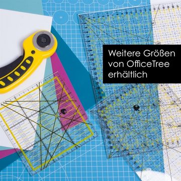 OfficeTree Lineal Schneiderlineal - 15x15 cm, Patchworklineal Lineal zum Nähen mit exakten Abmessungen und Zuschnitten