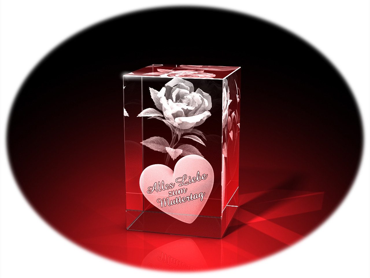 GLASFOTO.COM Muttertagskarte Quader, Muttertag, Rose + Alles Liebe