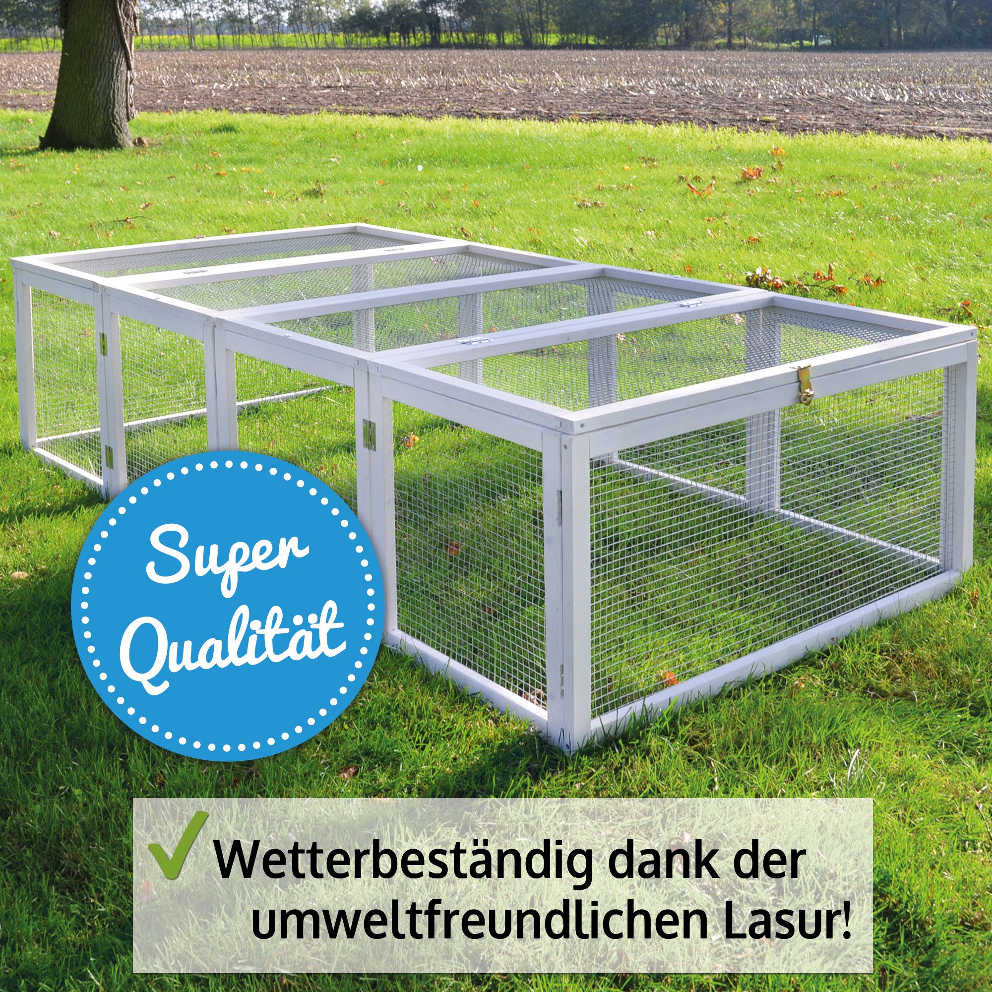 Zooprinz Freigehege Rabbit Run Hasen Kaninchen Auslauf Gehege, 100x48x181 cm, klappbar, wetterfest, winterfest, weiß
