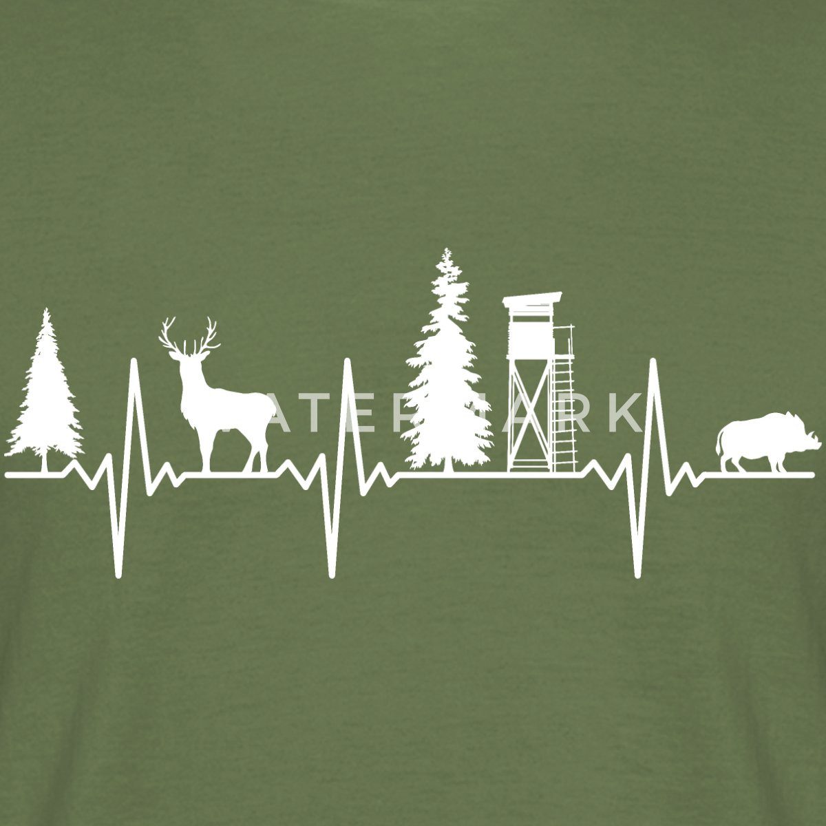 Spreadshirt T-Shirt Jäger EKG Herzschlag Wald Natur Männer T-Shirt (1-tlg) günstig online kaufen