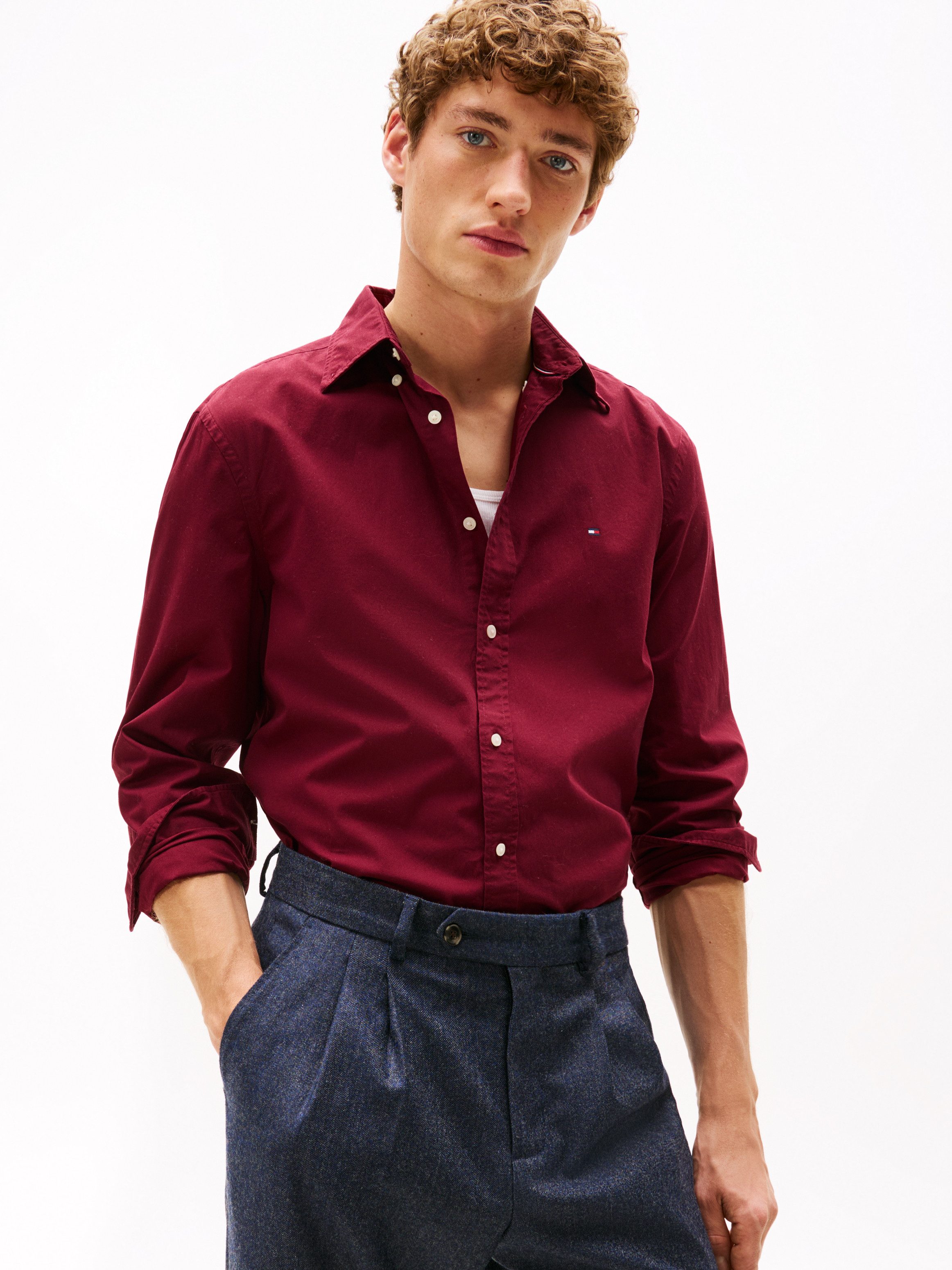 Tommy Hilfiger Businesshemd FLEX POPLIN SOLID Regular Fit Flex Cotton