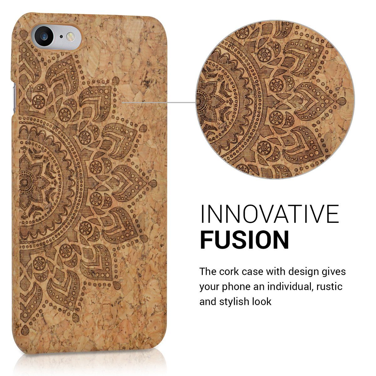 kwmobile Handyhülle Hülle für Apple iPhone SE / 8 / 7, Kork Handy Case - Cork Cover Schutzhülle - Aufgehende Sonne Design