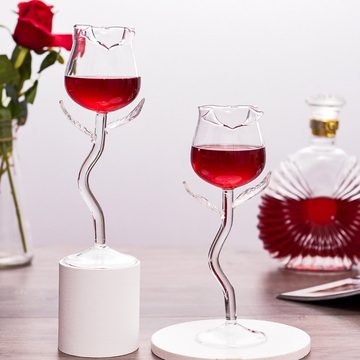 Popubear Rotweinglas Weinglas transparent Rosenform -Goblet -Tasse für Zuhause, Fallfestigkeit