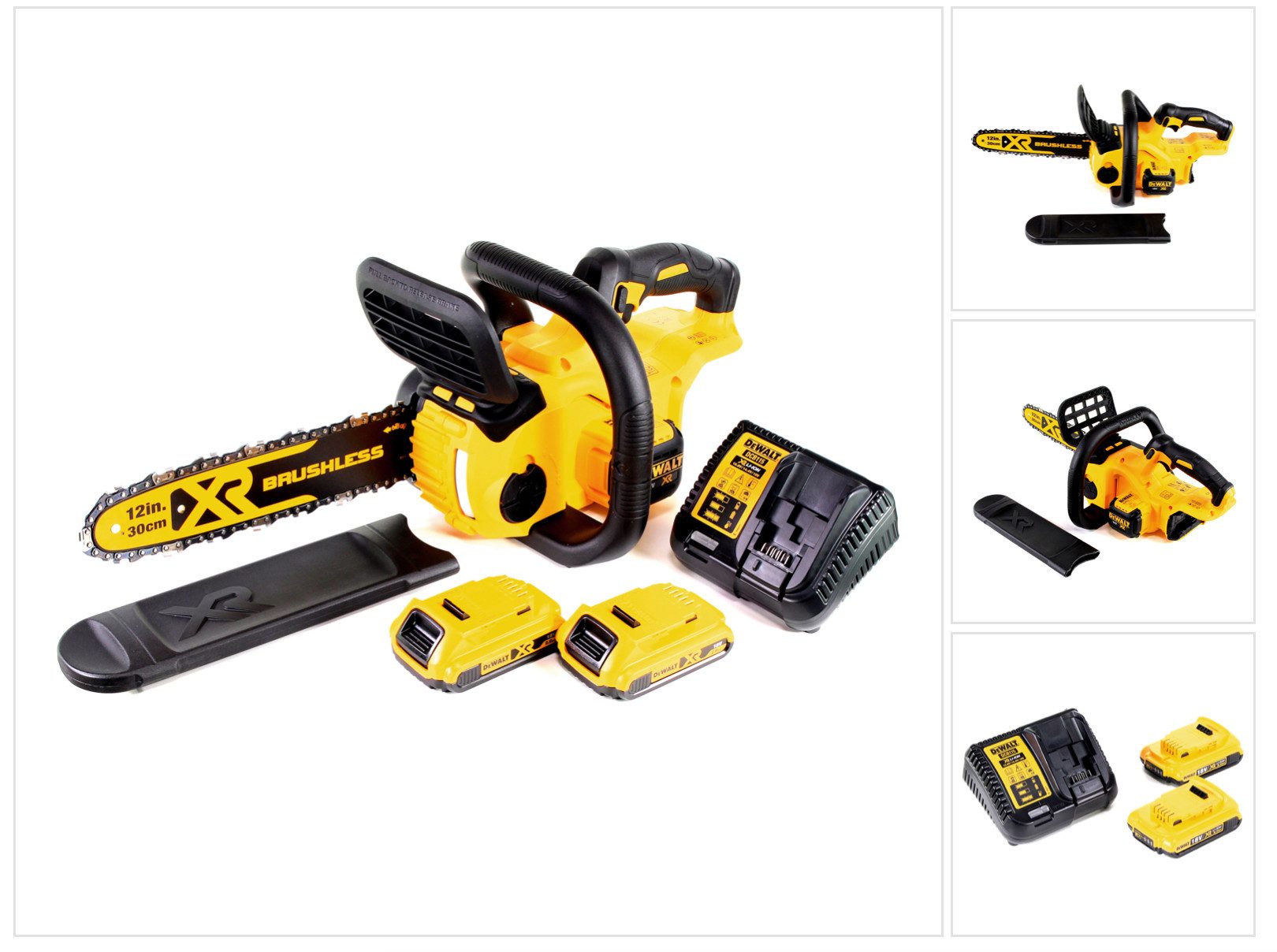 DeWalt Benzin-Kettensäge DCM 565 D2 Akku Kettensäge 18V + 2x Akku 2,0 Ah + Ladegerät