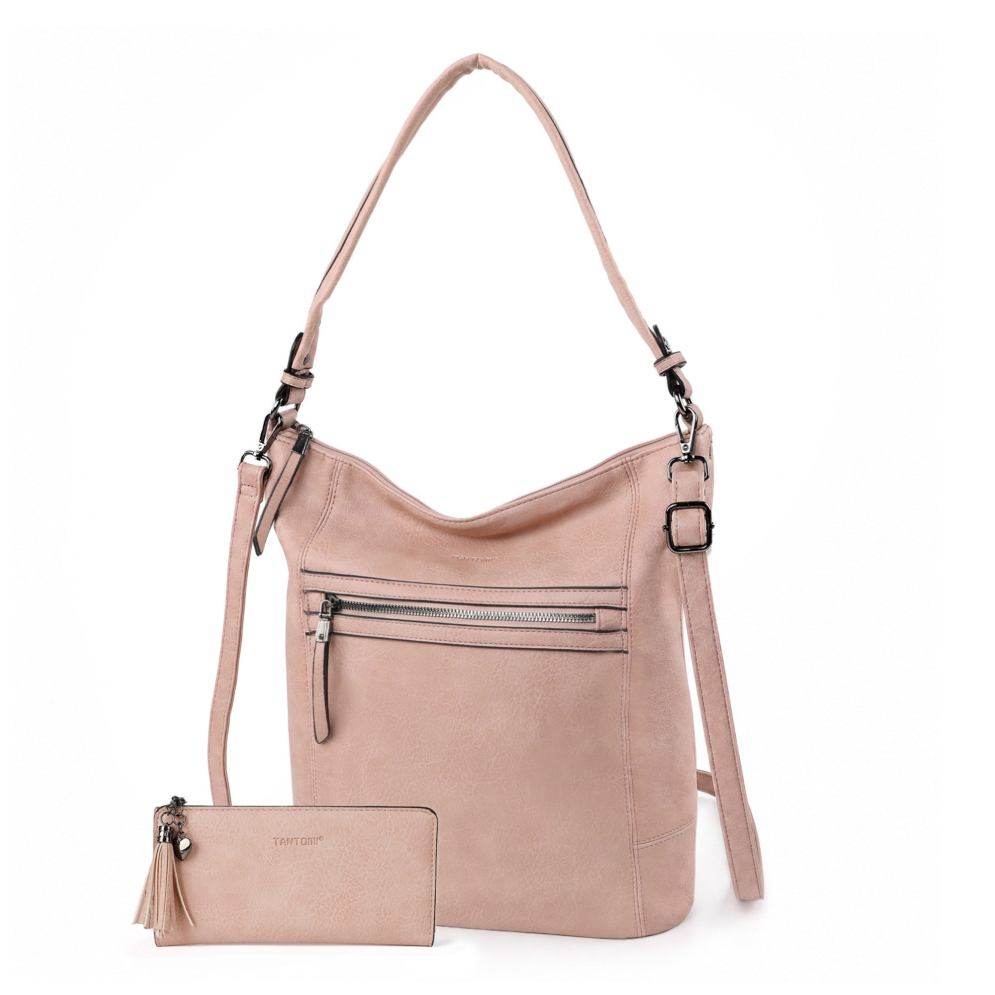 TANTOMI Handtasche 2-Tlg Shopper Schultertasche mit Geldbörse Damen Groß Umhängetasche, Crossbody Bag Damen für Pendler und Reisen mit Abnehmbarem Riemen