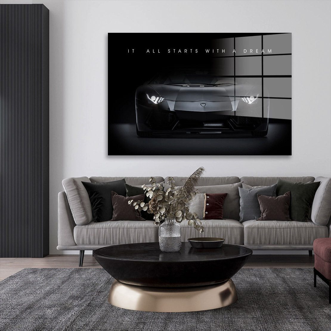 Artedinoi Acrylglasbild Motivation Auto Sportwagen Zitat Acrylglas Wandbild Bild Wanddeko Wohn