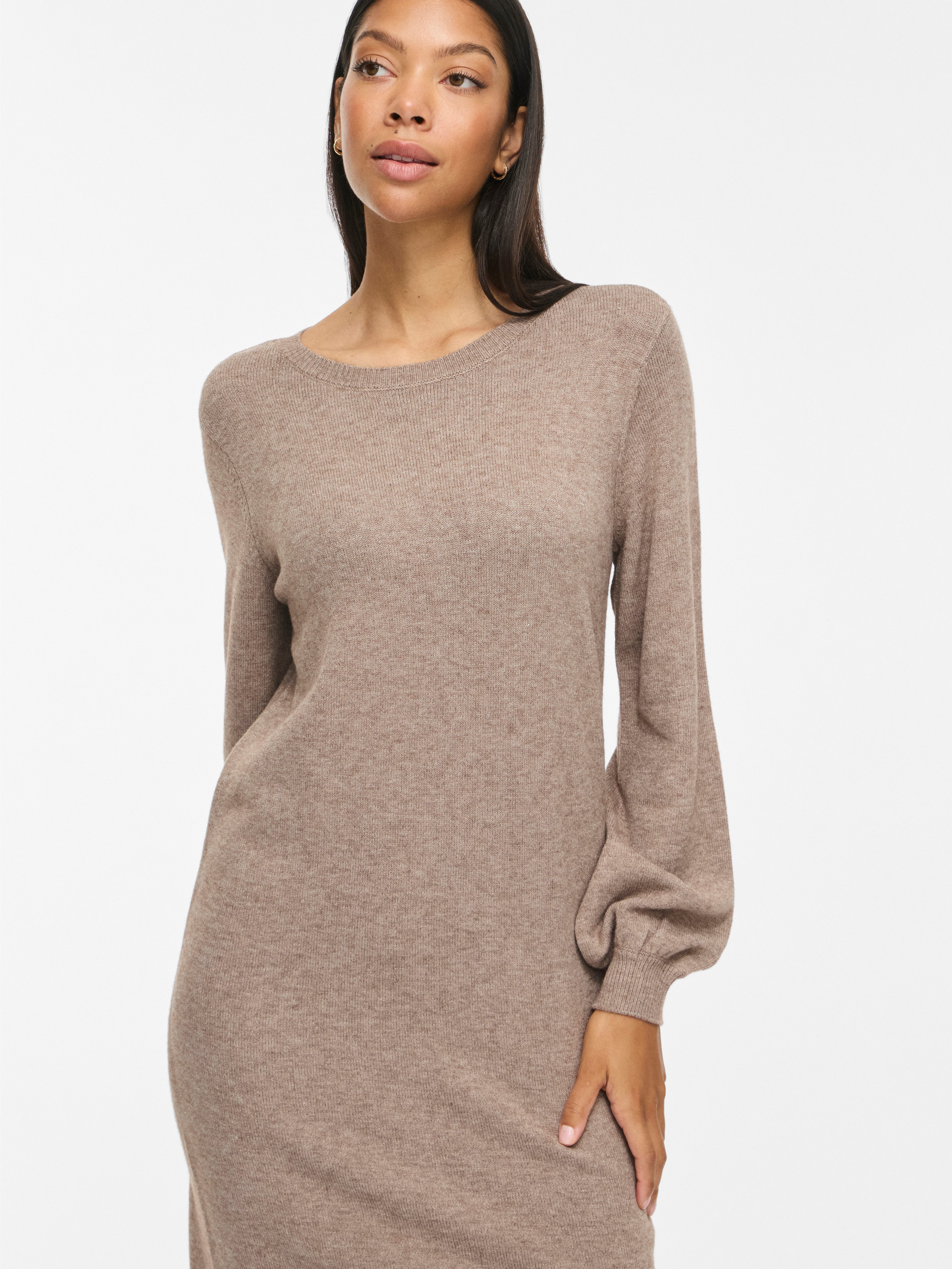 Vila Strickkleid VIRIL L/S VOLUME SLEEVE KNIT DRESS-NOOS Materialmix, normal geschnitten