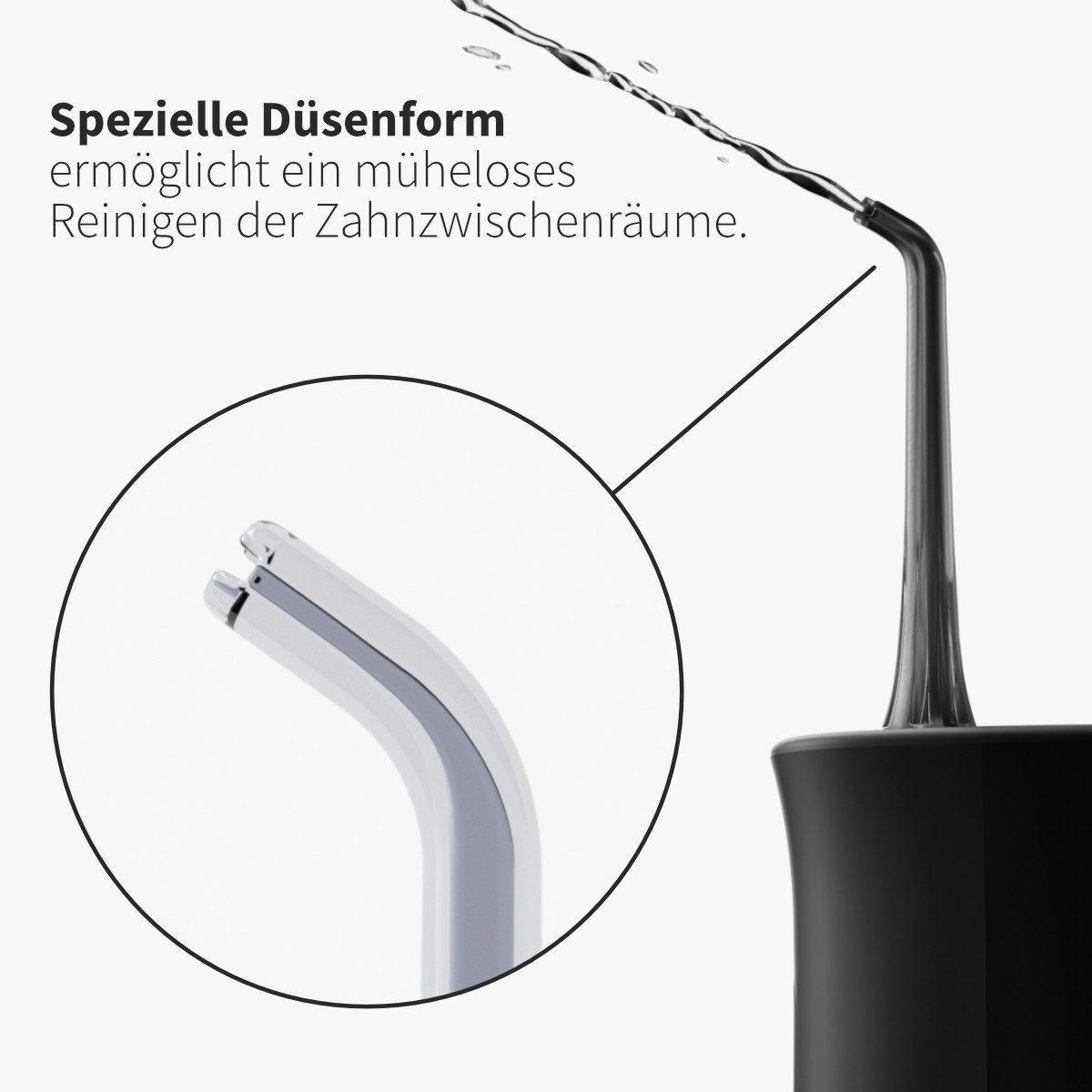 Zahnheld Aufsteckbürsten Zahndusche Ersatzdüsen Basic - für Zahnheld Munddusche Aquadent, 3 Stück, Schwarz, im 3er, 6er oder 9er Set, Zahnpflege Set, Water Flosser, effektive Reinigung Zahnzwischenräume, für Munddusche