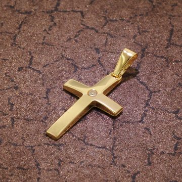 trendor Kreuzanhänger Kreuz- mit Zirkonia 19 mm Gelbgold 750 / 18K