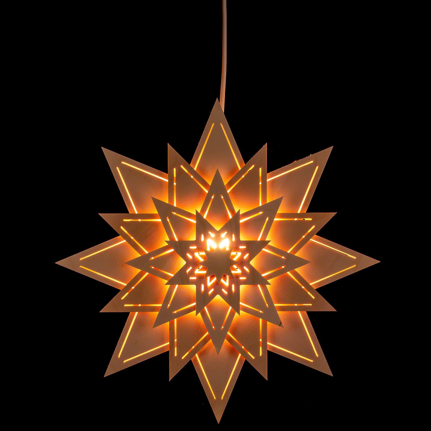 Kunstgewebe Taulin Schwibbogen Fensterbild Stern mit Lichtschlitzen - Blume günstig online kaufen