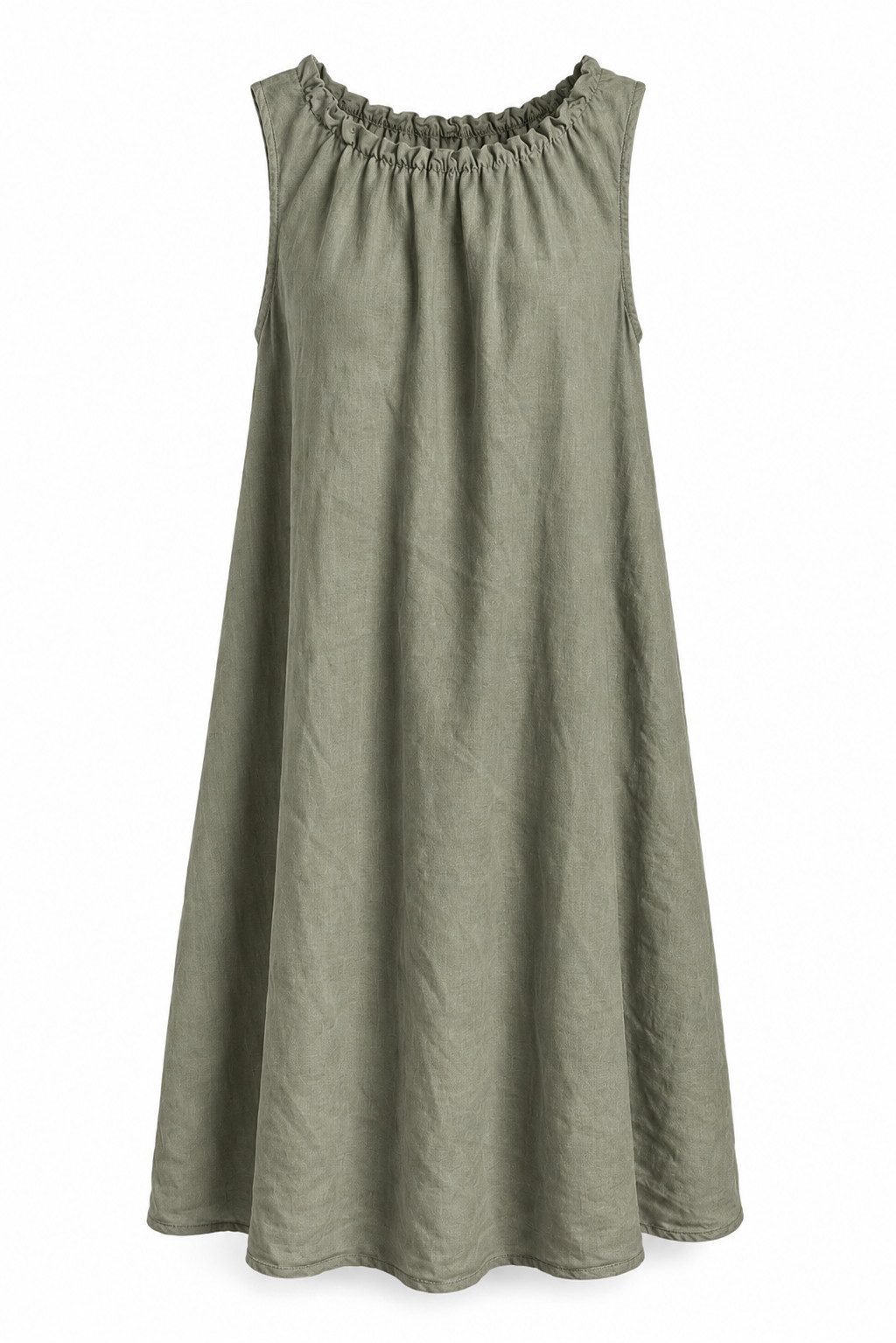 ITALY VIBES Sommerkleid - leichtes Viskosekleid mit gerafftem Kragen - Damen Kleid ONE SIZE - passend für Größen M bis XL