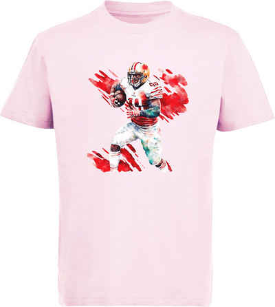 MyDesign24 T-Shirt Kinder Football Shirt - American Football Spieler in Ölfarben Bedrucktes Jungen und Mädchen American Football T-Shirt, i489