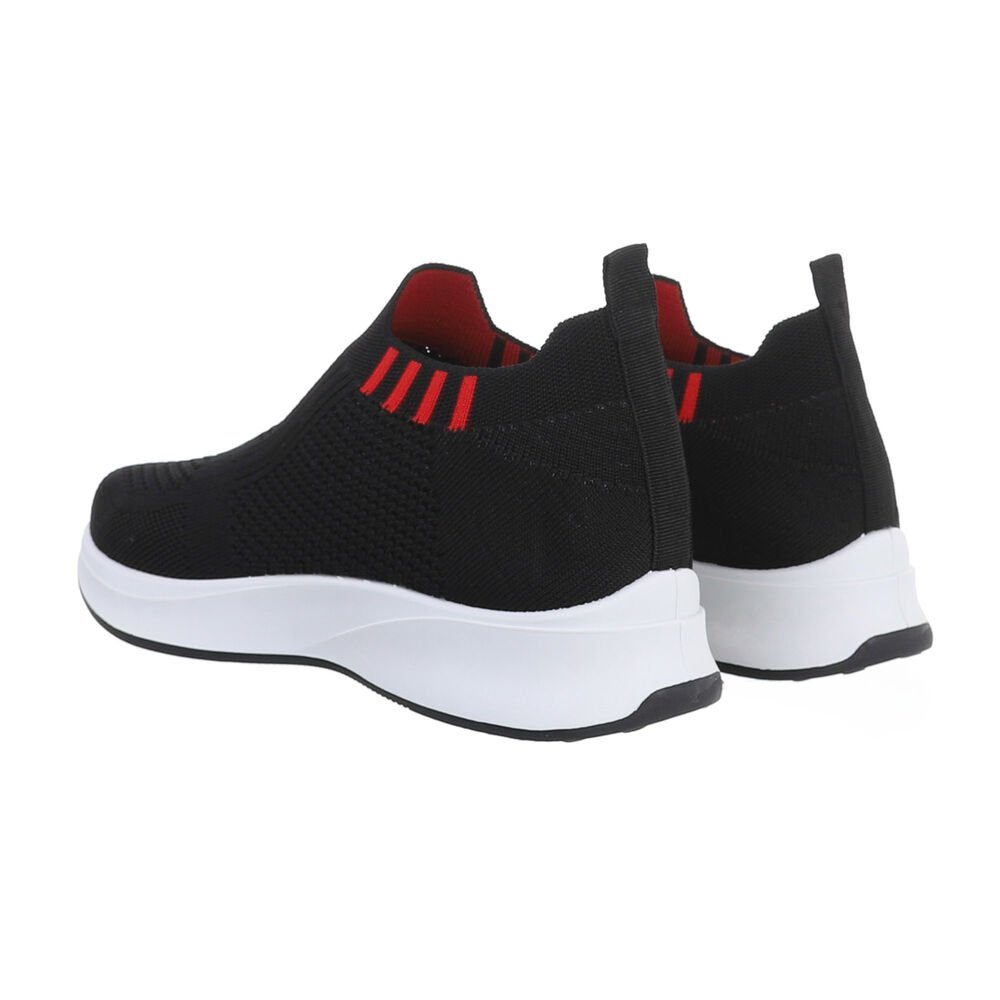 Ital-Design Damen Low-Top Freizeit Sneaker Flach Sneakers Low in Schwarz