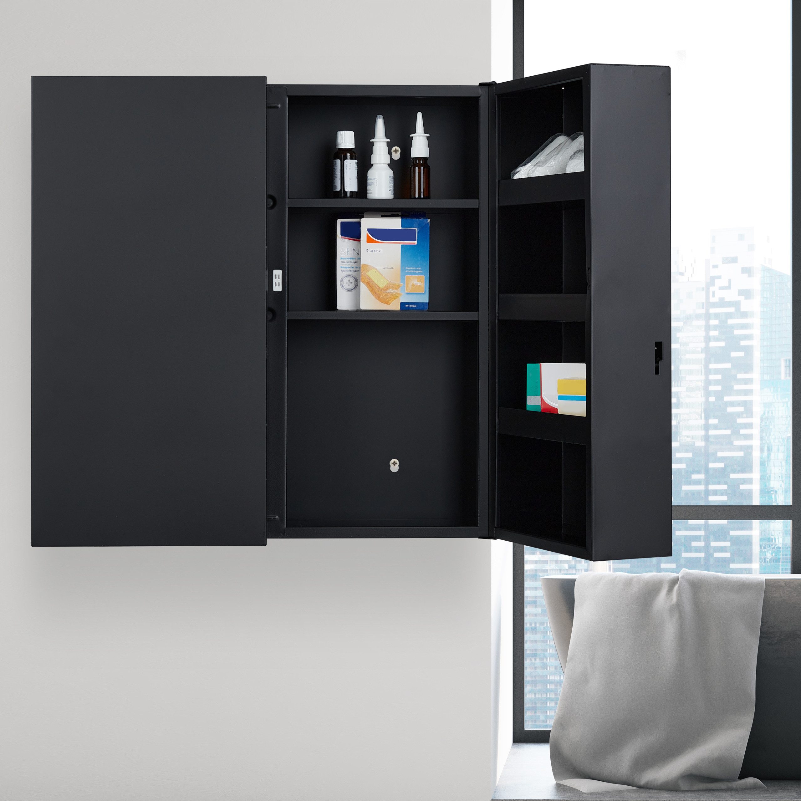 relaxdays Medizinschrank XXL in Anthrazit günstig online kaufen
