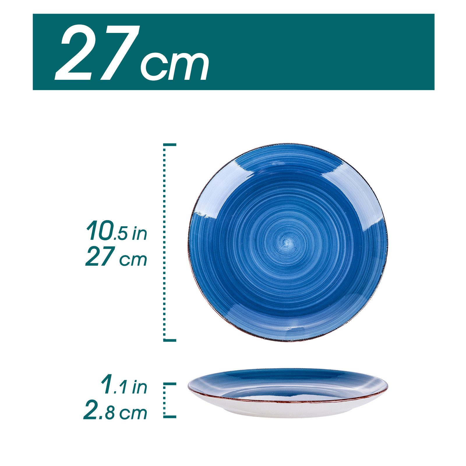 vancasso Speiseteller 4-tlg Speiseteller, Steingut Essteller, blau, (4 St) – Bild 2 von 5