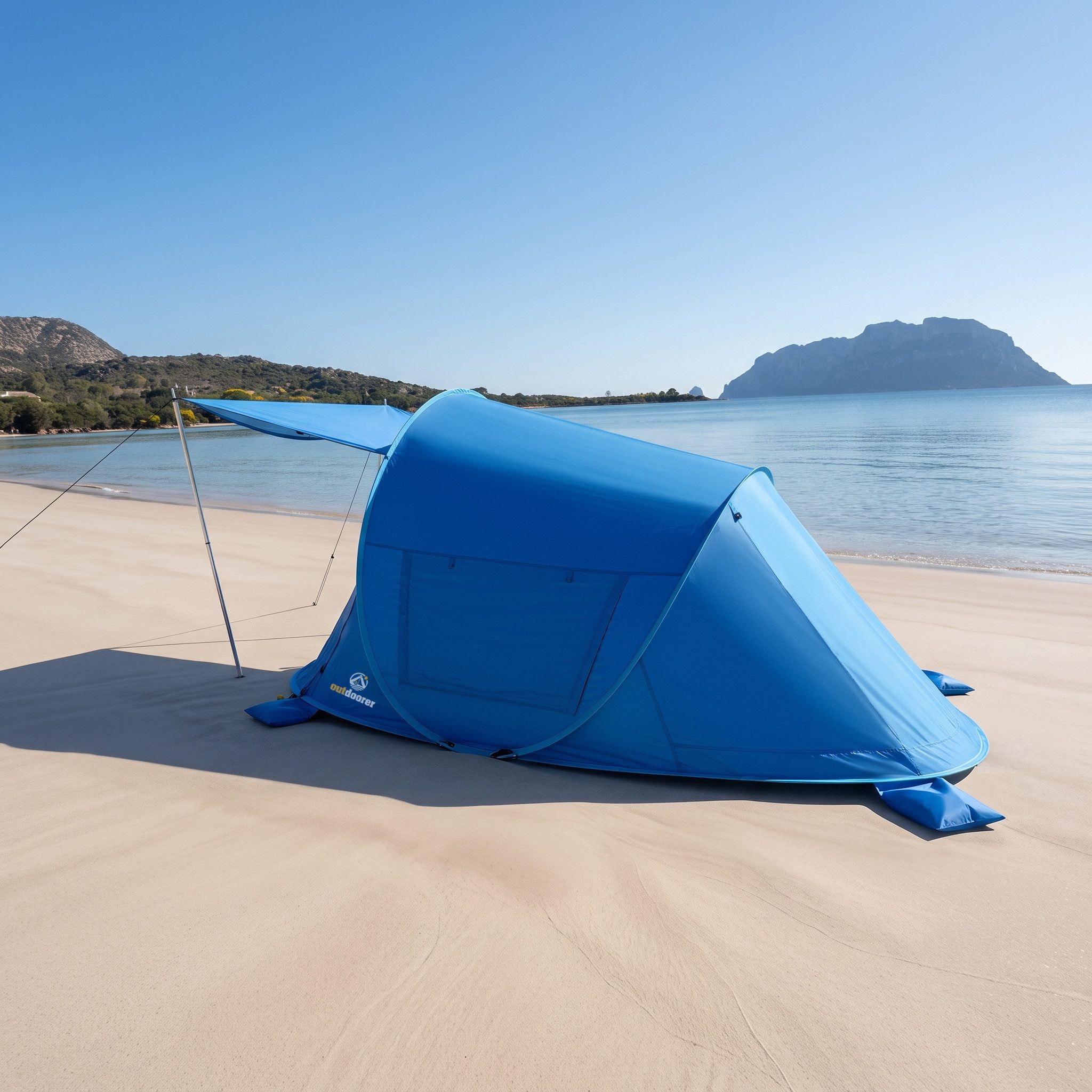 outdoorer Strandmuschel Pop-Up Beach Air Max mit UV 80-Sonnenschutz, Vordach & Belüftung, Personen: 4, verschließbare XXL-Strandmuschel mit kleinem Packmaß, kof – Bild 5 von 5