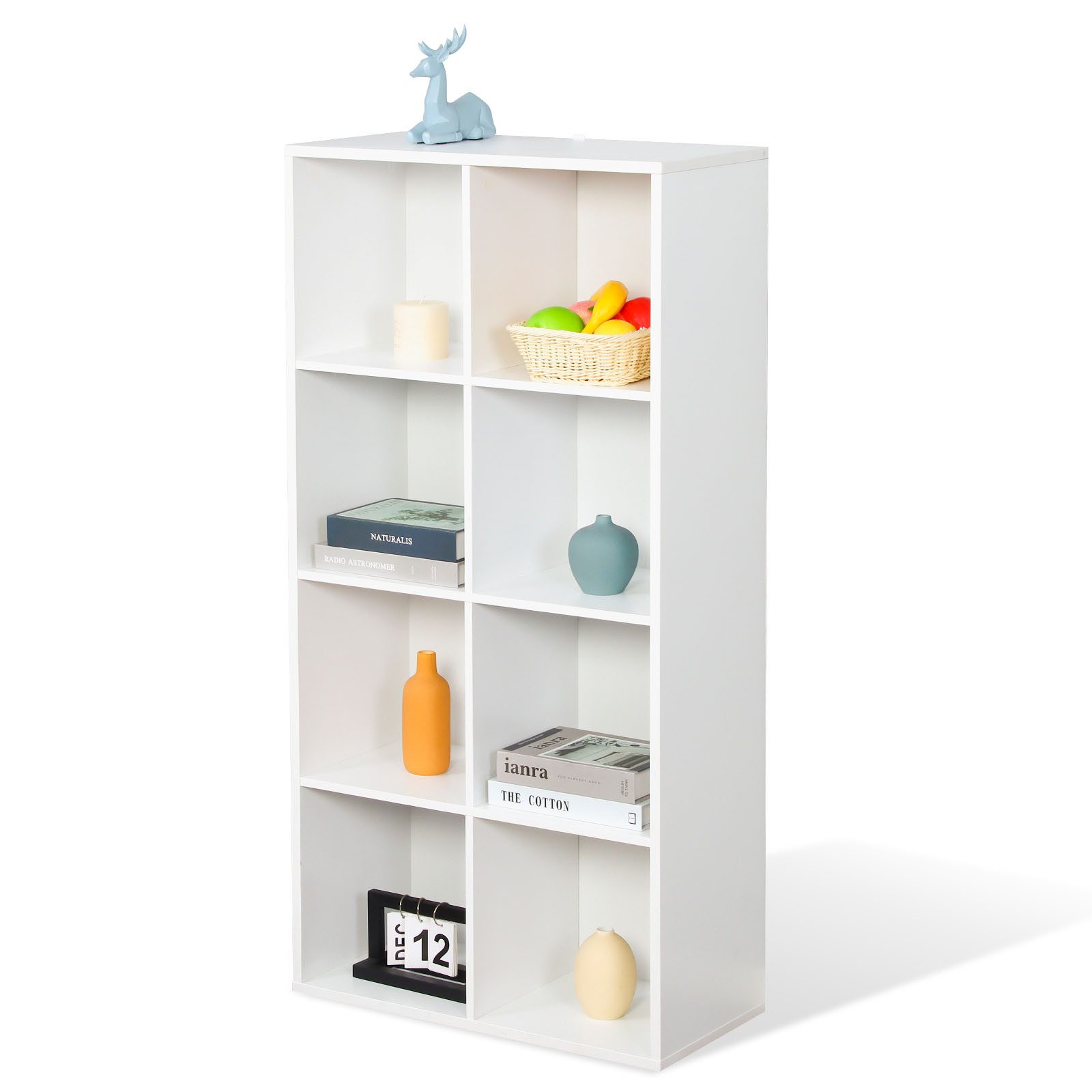 Floordirekt Bücherregal California, platzsparendes Regal aus Holzwerkstoff mit Kipp-Sicherung, 8 Fächer 1-tlg., Standregal 59.6 x 29 x 121 cm mit Montagematerial und offenen Fächern