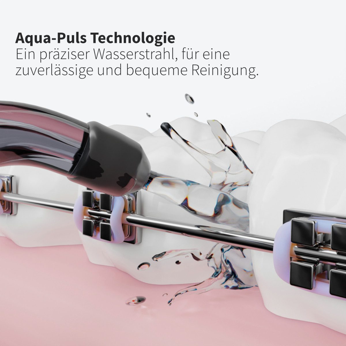 Zahnheld Aufsteckbürsten Zahndusche Ersatzdüsen Sensitiv - für Zahnheld Munddusche Aquadent, 3 Stück, Schwarz, mit Gummi-Spitze, im 3er, 6er oder 9er Set, Zahnpflege Set, Water Flosser, für sensible Bereiche Zahnzwischenräume, für Munddusche