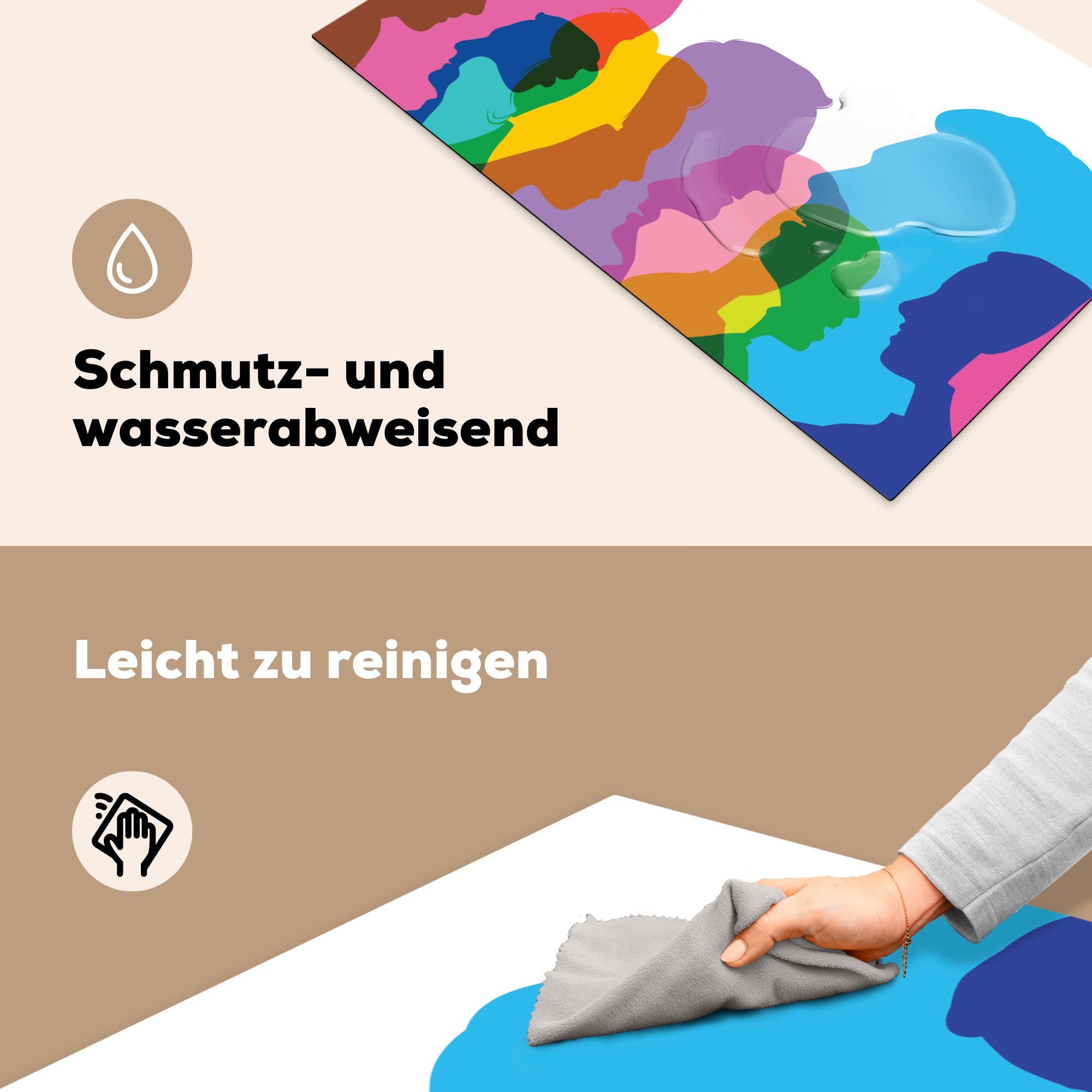 cm, tlg), Illustration Vinyl, Ceranfeldabdeckung, für Arbeitsplatte 83x51 einer küche in (1 MuchoWow Farbe, Herdblende-/Abdeckplatte Familie