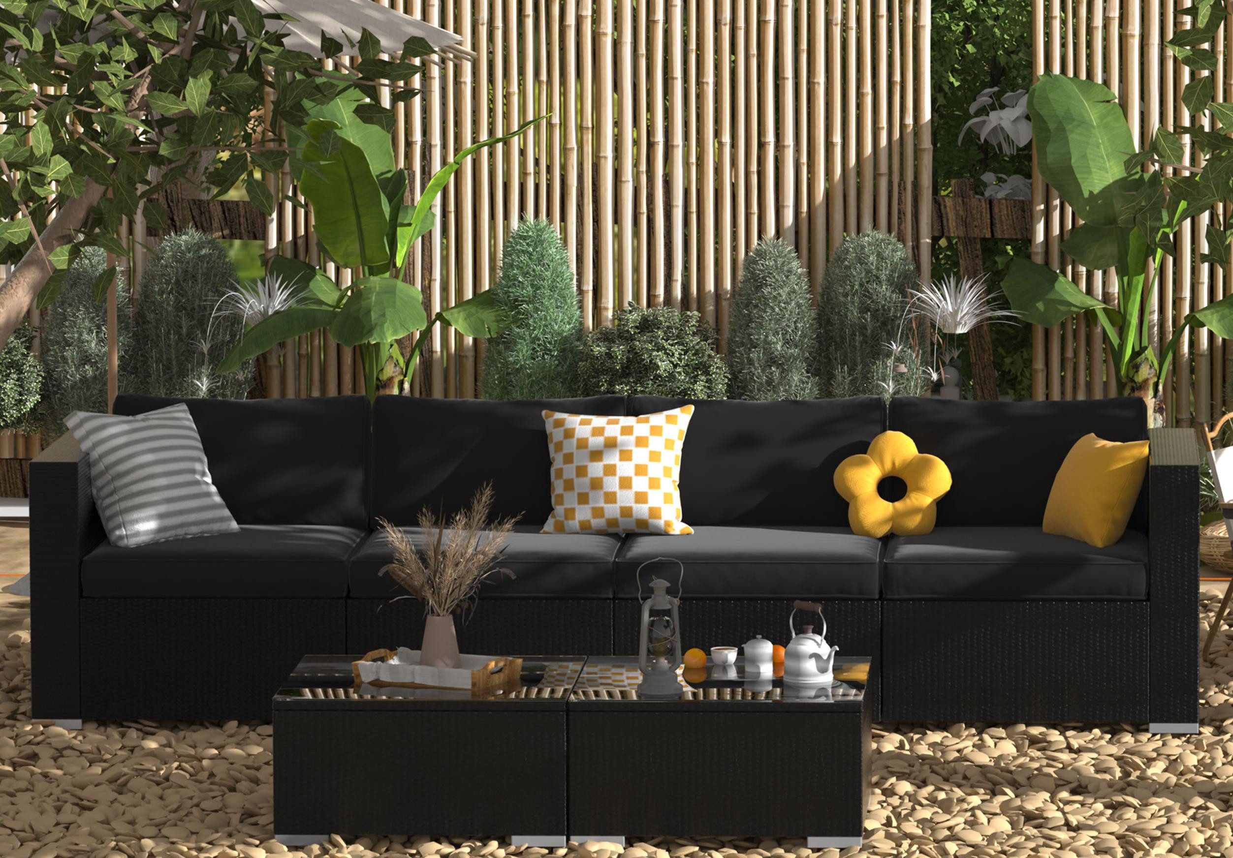 MeXo Gartensofa Rattan Modulsofa mit Liegefunktion Outdoor Wetterfest Balko günstig online kaufen