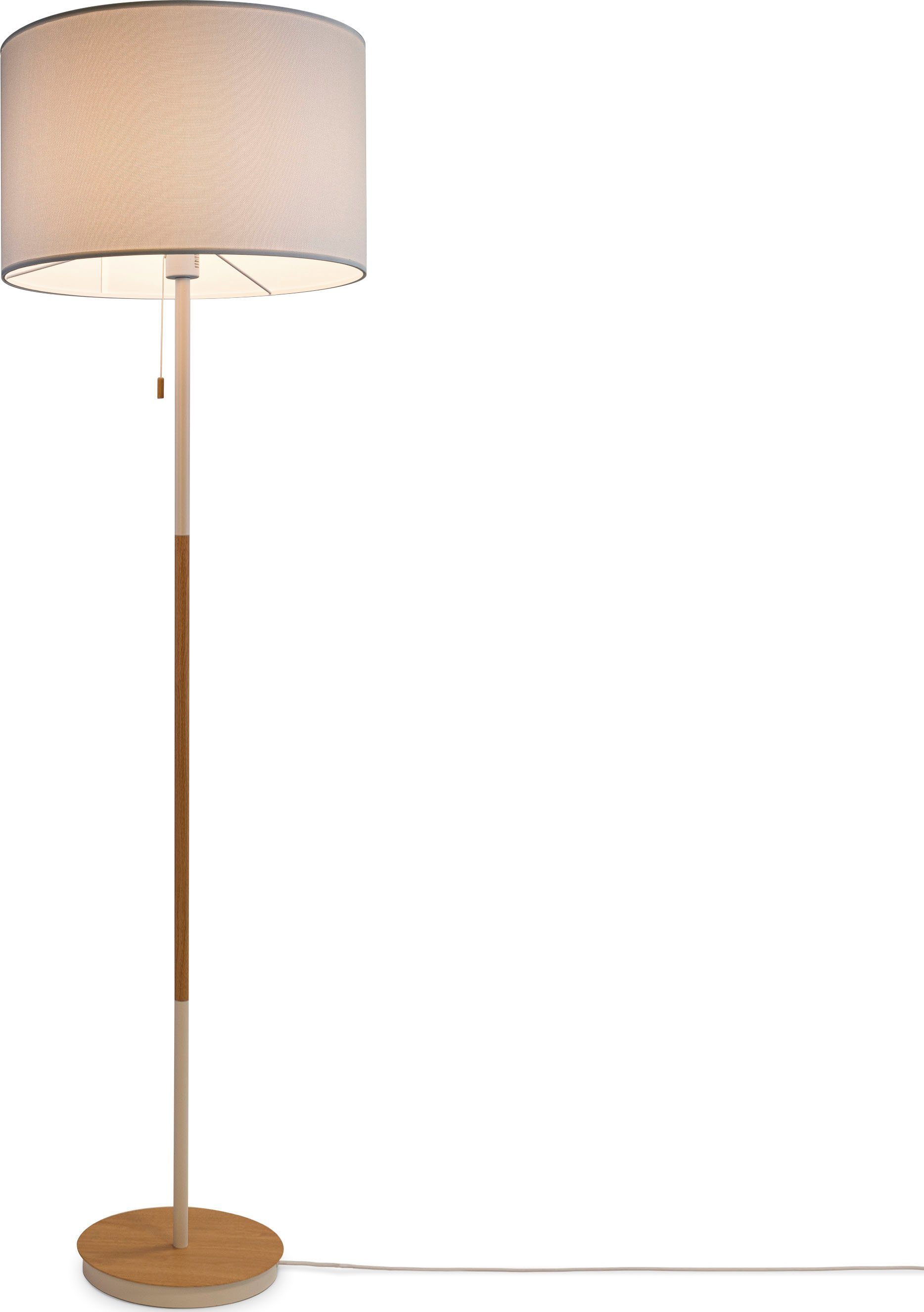Paco Home Stehlampe weiß COLOR, Wohnzimmer Leuchtmittel, UNI Stoffschirm EKO Skandi Stofflampe anthrazit ohne E27 natur Einfarbig CANVAS Standleuchte