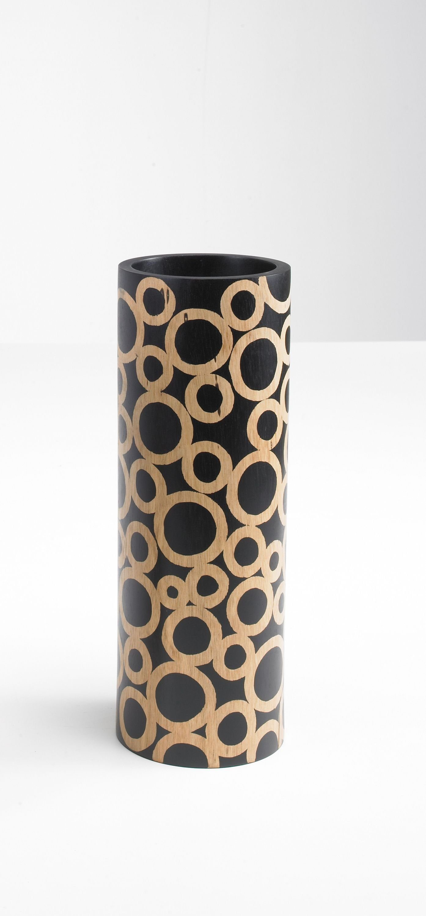 Dekovase, Deko, Mango-Holz-Vase Holzvase, Kreise Dekoration, St), schwarz Tischvase braun Holz (1 ARTRA Designvase,