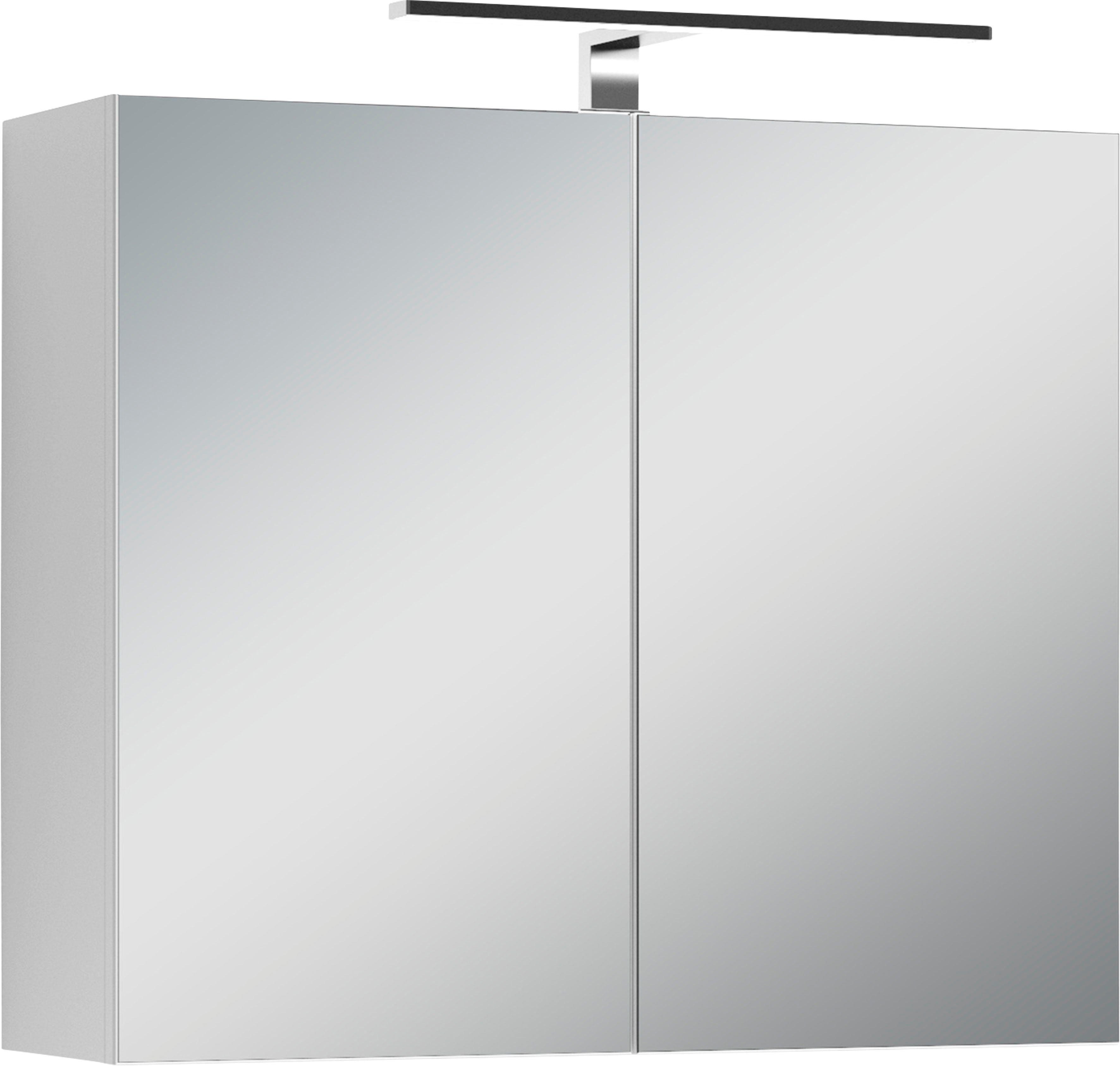 byLIVING Spiegelschrank Spree Breite 70 cm, 2-türig, mit LED Beleuchtung und Schalter-/Steckdosenbox | Spiegelschränke
