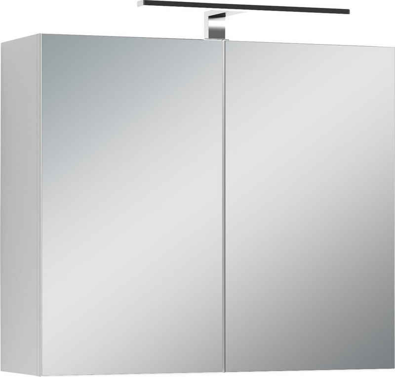 byLIVING Spiegelschrank »Spree« Breite 70 cm, 2-türig, mit LED Beleuchtung und Schalter-/Steckdosenbox, mit praktischen Ablageböden