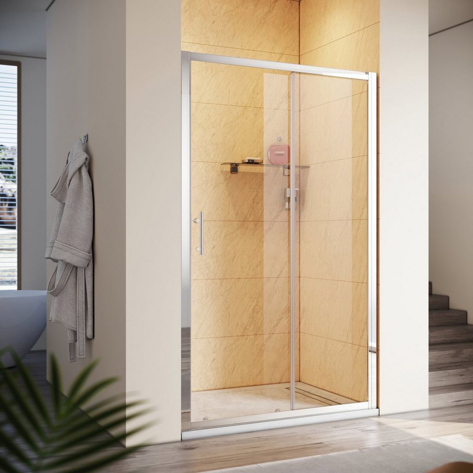 SONNI Dusch-Schiebetür »Einscheibensicherheitsglas Nischentür Duschtür ESG Glas Dusche«, 100×185 cm