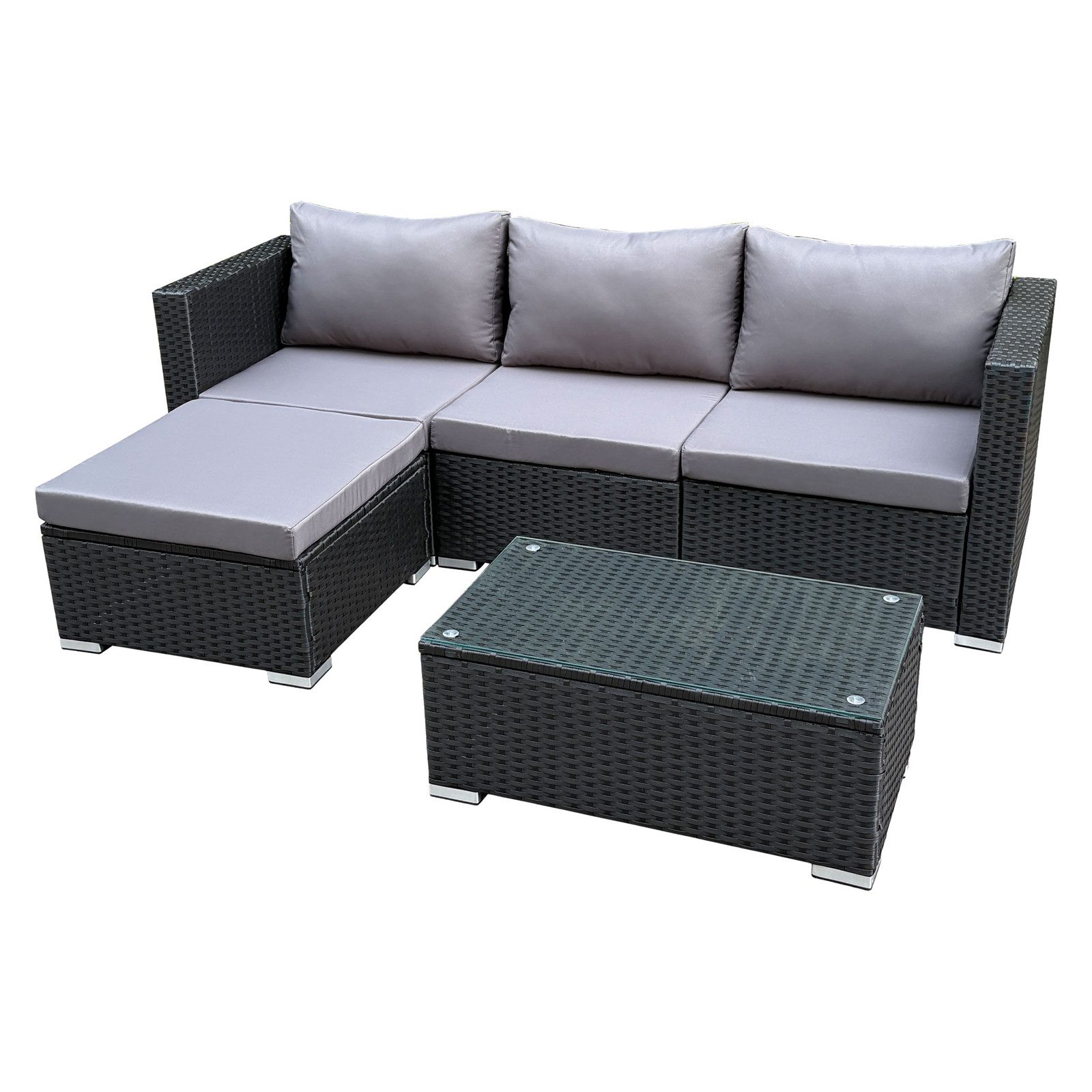 SVITA Loungeset QUEENS, (Set, 5-tlg., Garten-Lounge), verschiedene Stellmöglichkeiten, breite Armlehnen, inkl. Tisch