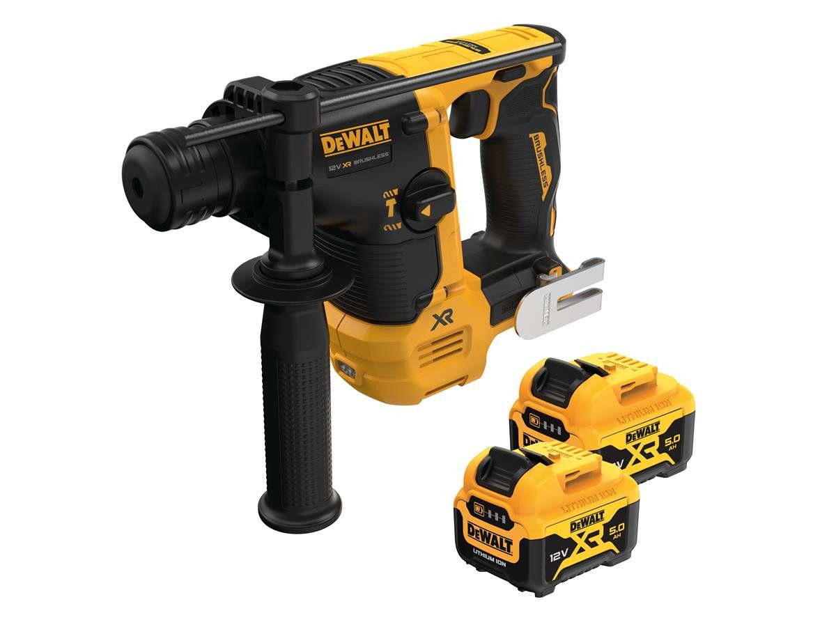 DeWalt Akku-Bohrhammer SDS-plus 4 mm, 12V, max. 910 U/min, (Akku-Set, Mit 2 × 12-V-/5-Ah-Akku, Systemladegerät und TSTAK-Koffer)