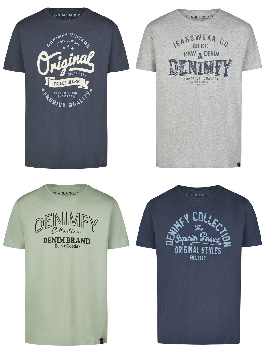 DENIMFY T-Shirt Herren Printshirt DFNuri Regular Fit (Vorteilspack, 4-tlg) günstig online kaufen