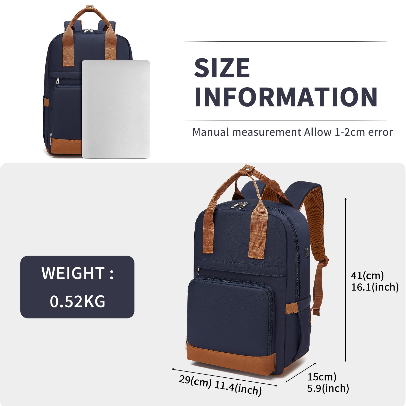 KONO Tagesrucksack Stylischer Laptop-Rucksack für Damen – 41x29x15cm (1-tlg günstig online kaufen