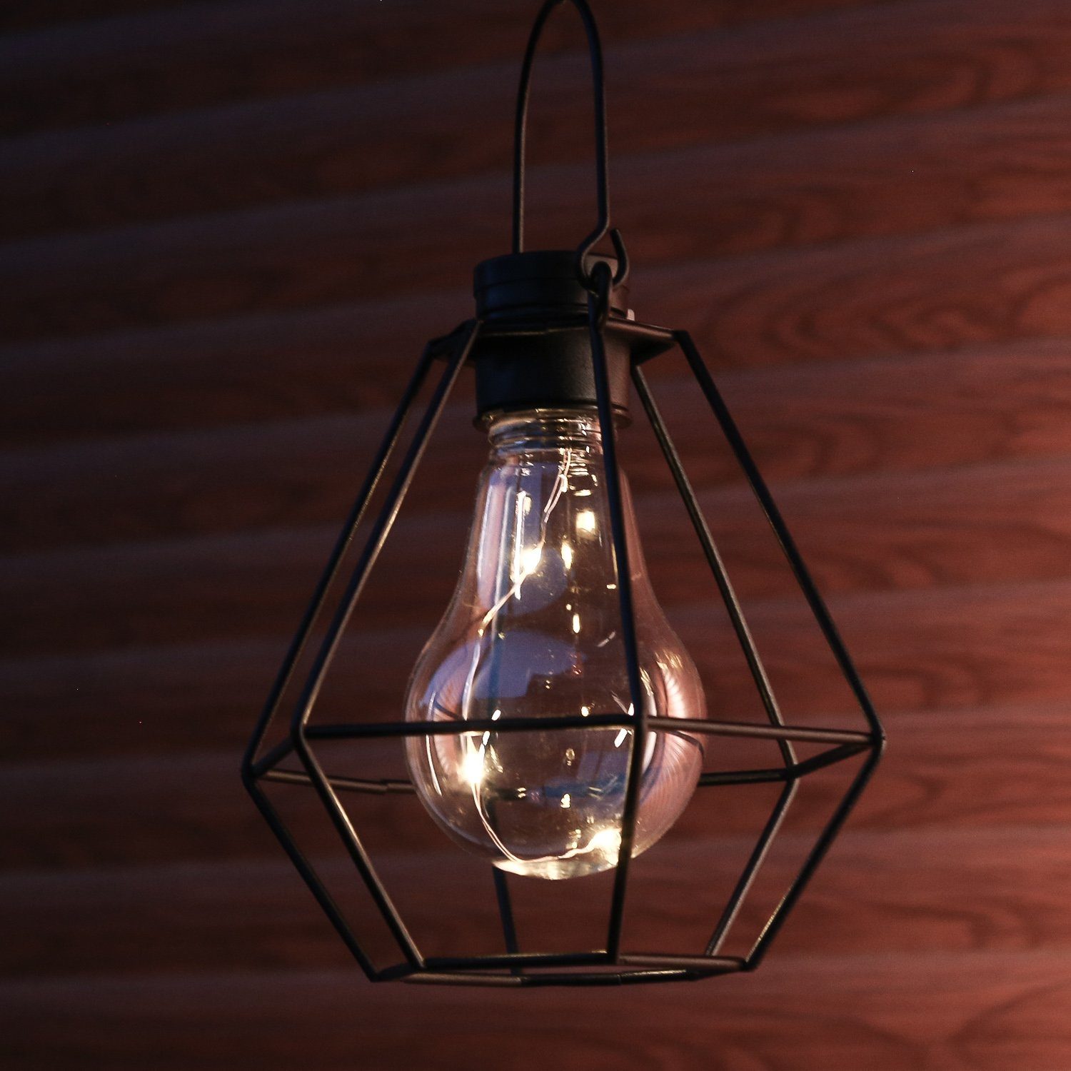 MARELIDA Hängeleuchte LED Solar Hängeleuchte eckig Industrial Look schwarz günstig online kaufen