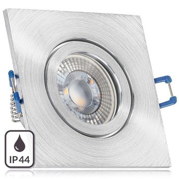 LEDANDO LED Einbaustrahler IP44 RGB LED Einbaustrahler Set extra flach in aluminium natur mit 3W