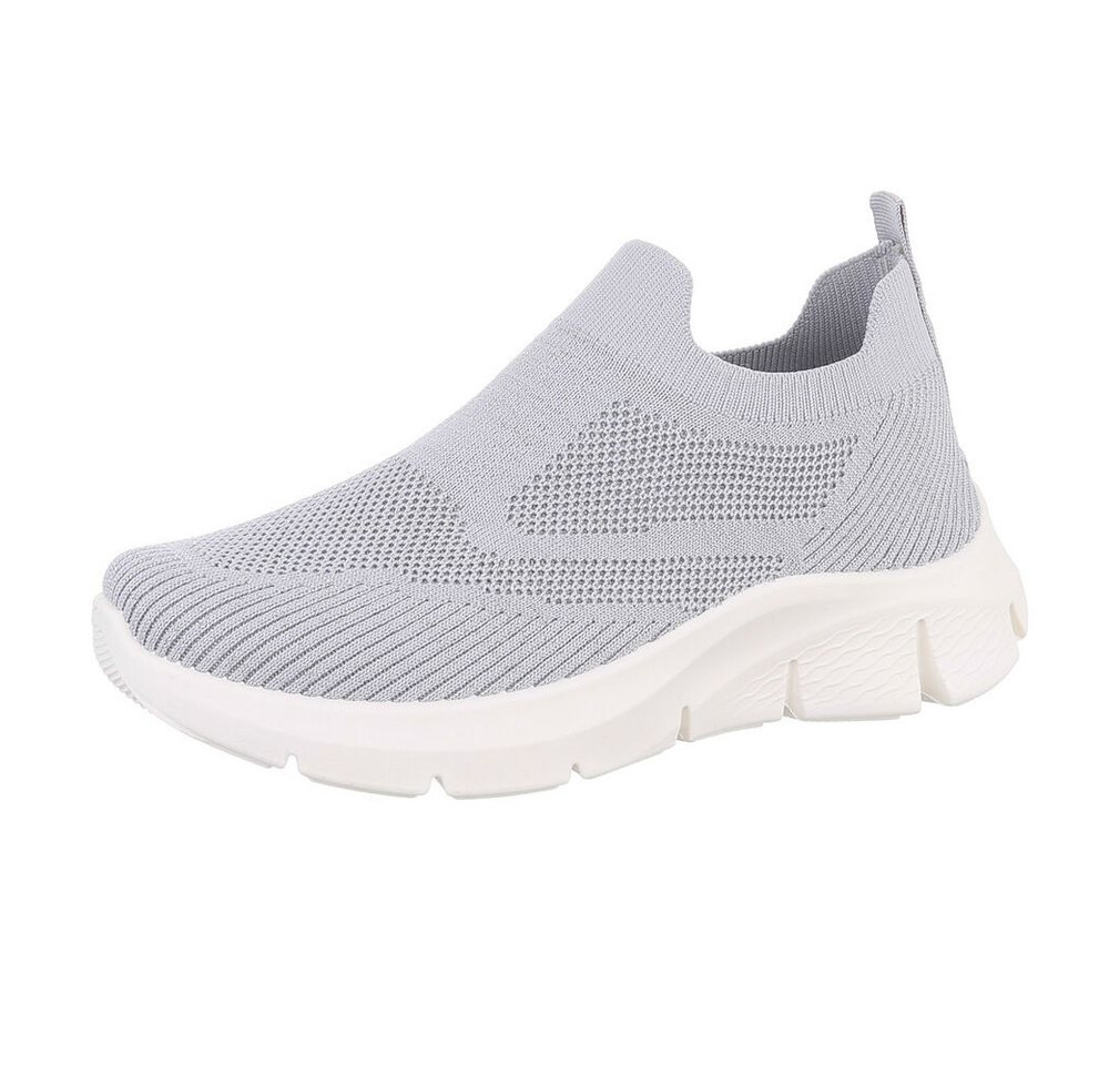 Ital-Design Damen Low-Top Freizeit Sneaker (86706695) Keilabsatz/Wedge Sneakers Low in Grau