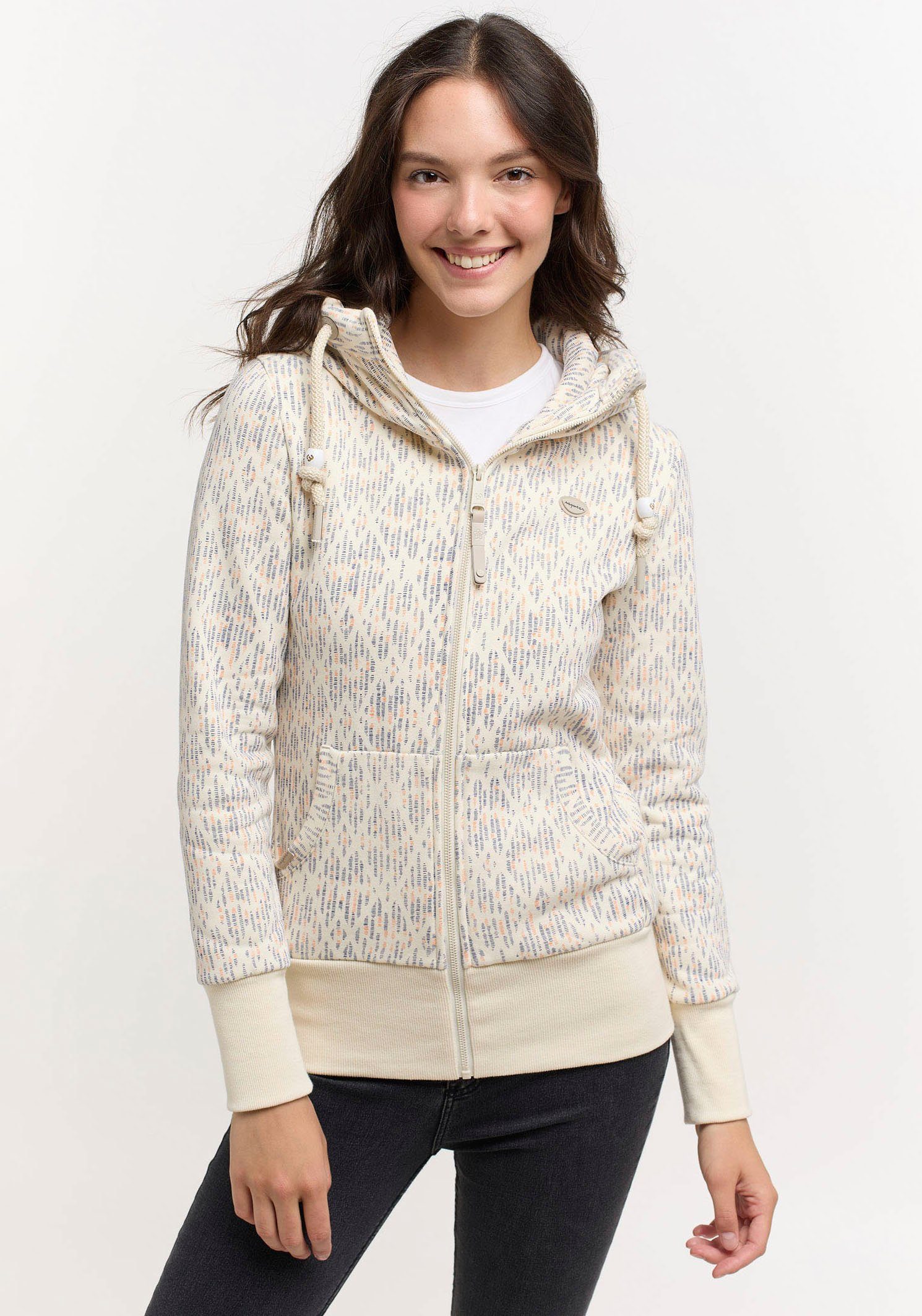 Ragwear Kapuzensweatjacke Sweatjacke NESKA PRINT ZIP beige