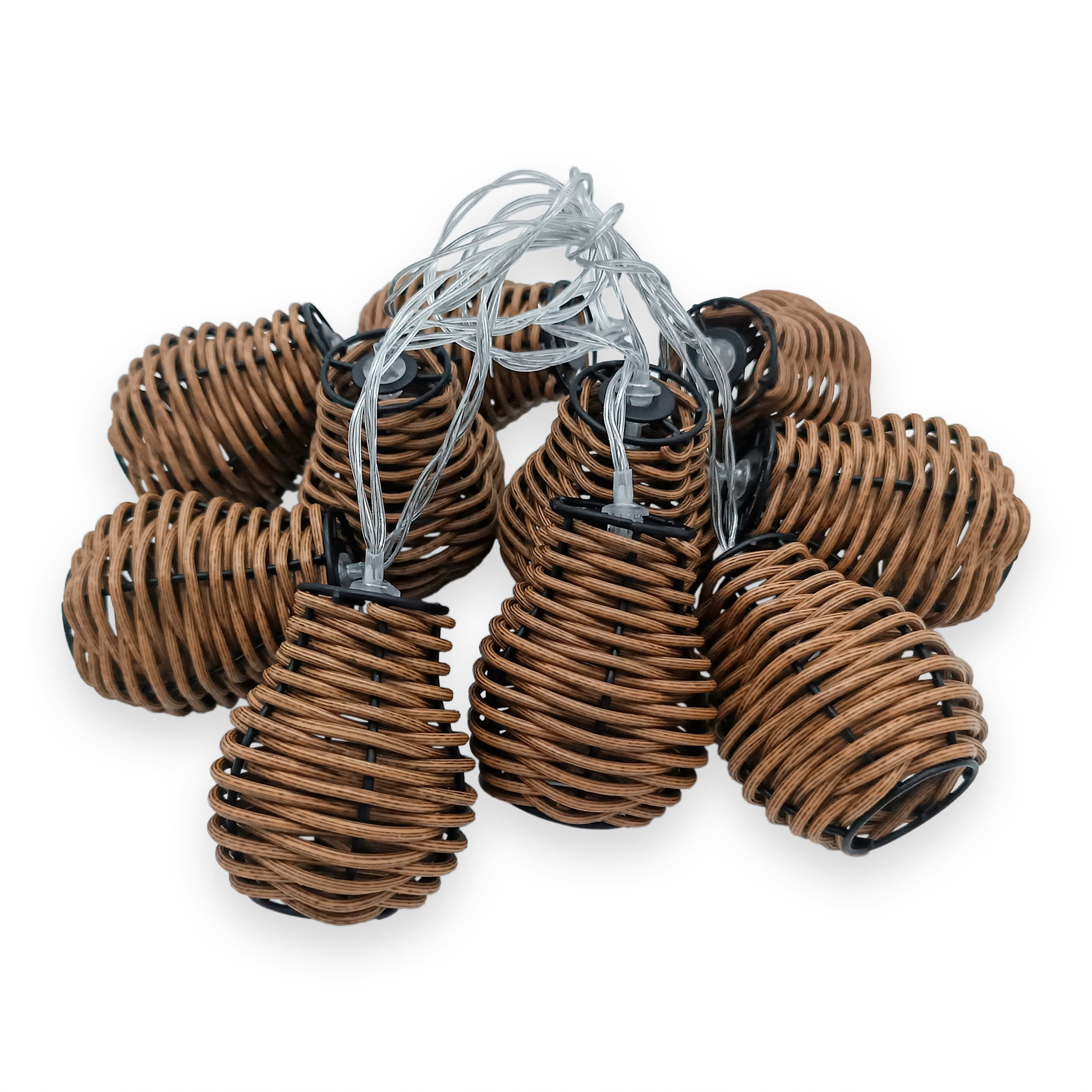 Spetebo LED-Lichterkette LED Rattan Lichterkette warm weiß - 10 LED / 180 c günstig online kaufen