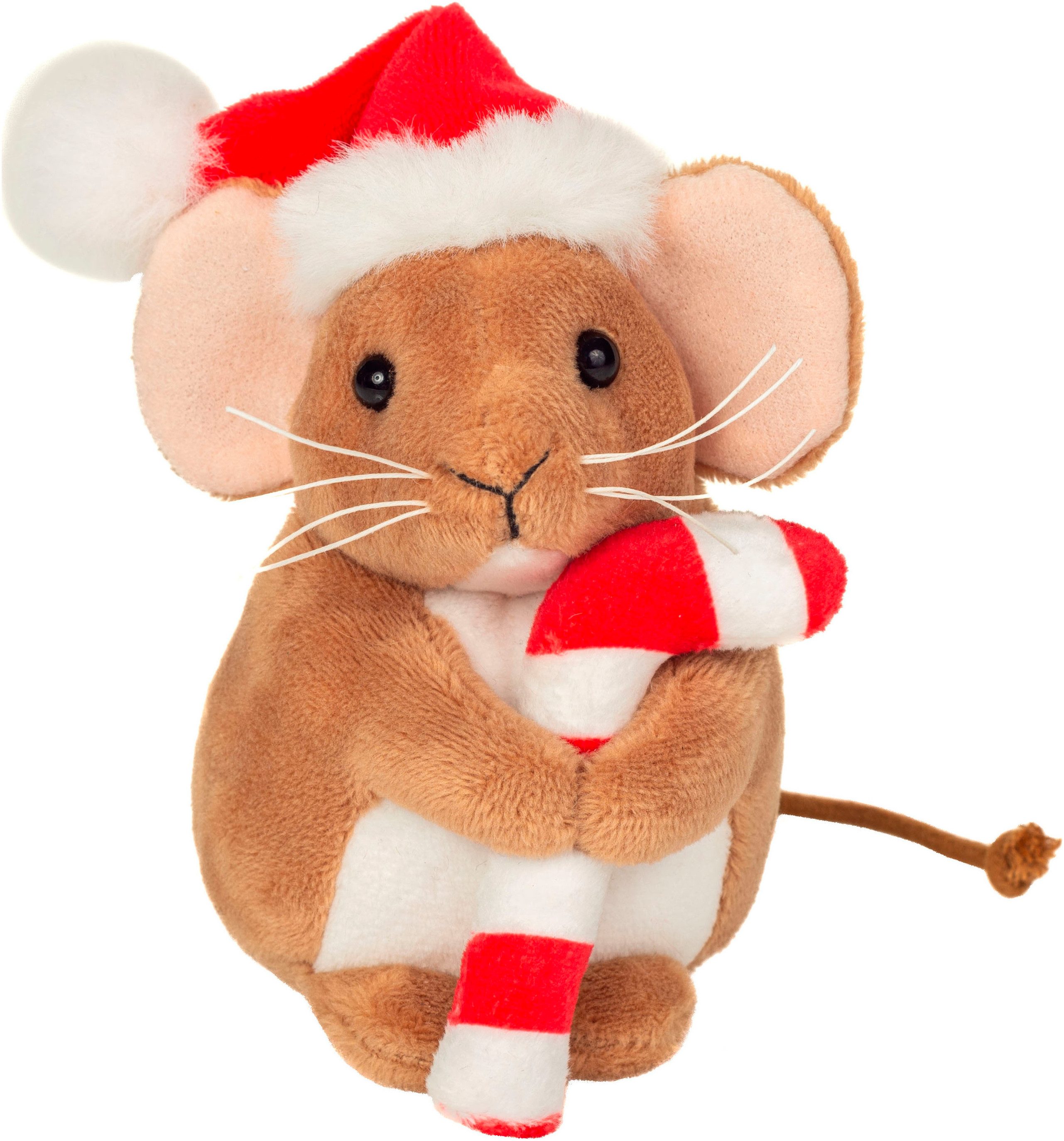 Teddy Hermann® Kuscheltier Weihnachtsmaus mit Zuckerstange, 11cm