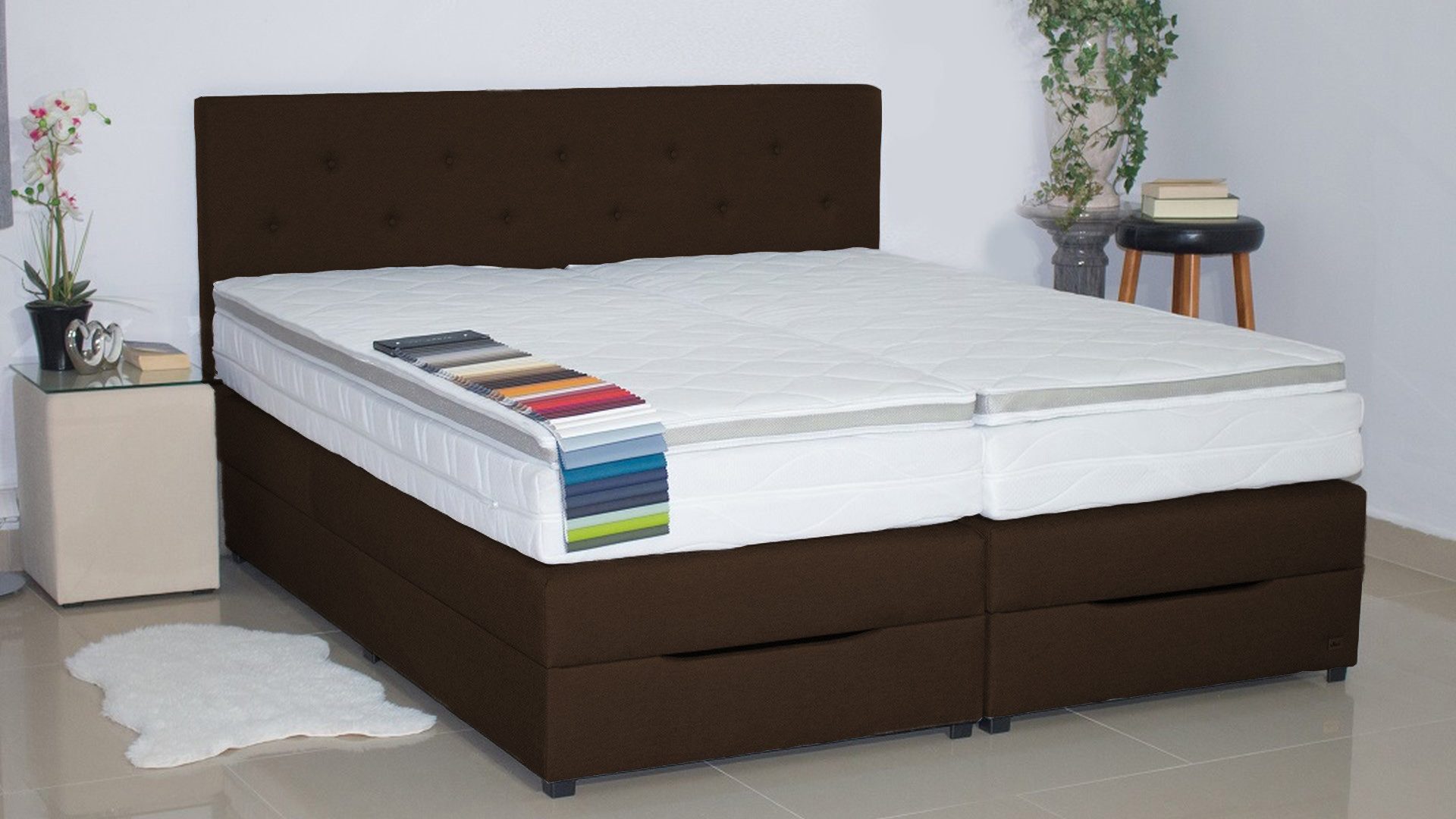 PAARA Boxspringbett Rio mit Bettkasten Kopfteil günstig online kaufen