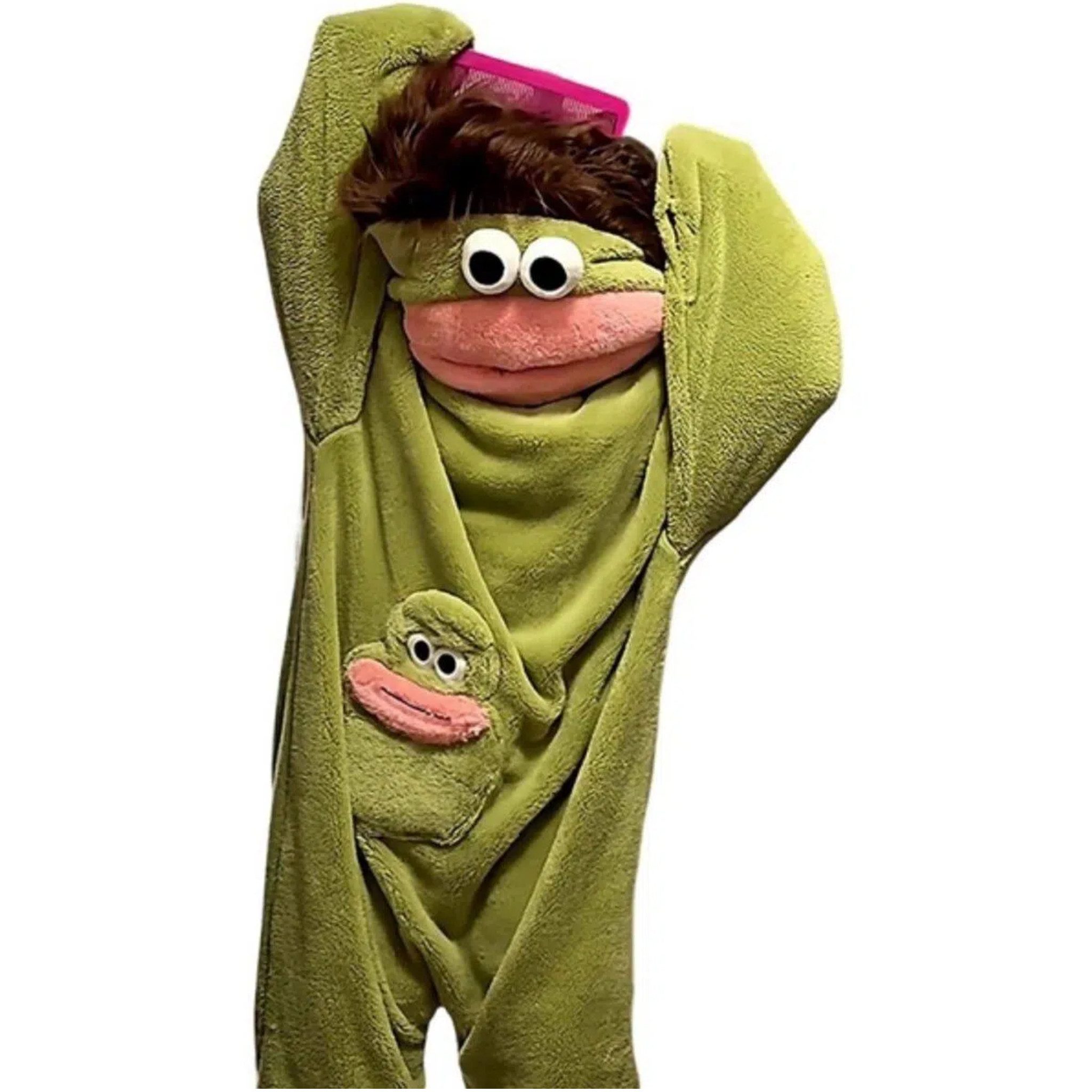 Kraftverdia Pyjama Silly Onesie Plüsch Monster Overall Pyjama Fleece Kostüm Grün