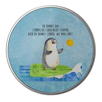 Mr. & Mrs. Panda Aufbewahrungsdose Pinguin Surfer - Eisblau - Geschenk, Metalldose, surfen, Hawaii, Vorr (1 St), Besonders glänzend