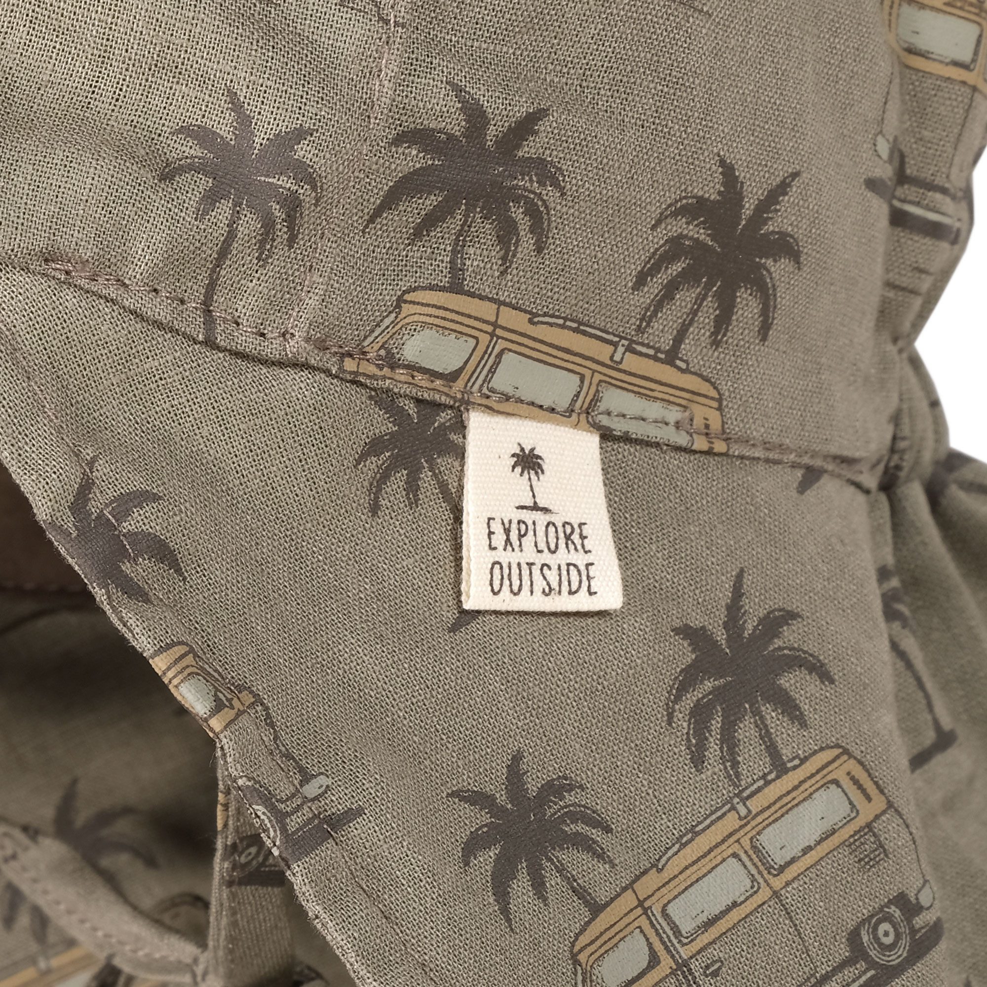 MAXIMO Schirmmütze (1-St) Khaki, Schildmütze, Camping-Motiv, Leinen-Mix, Jungen